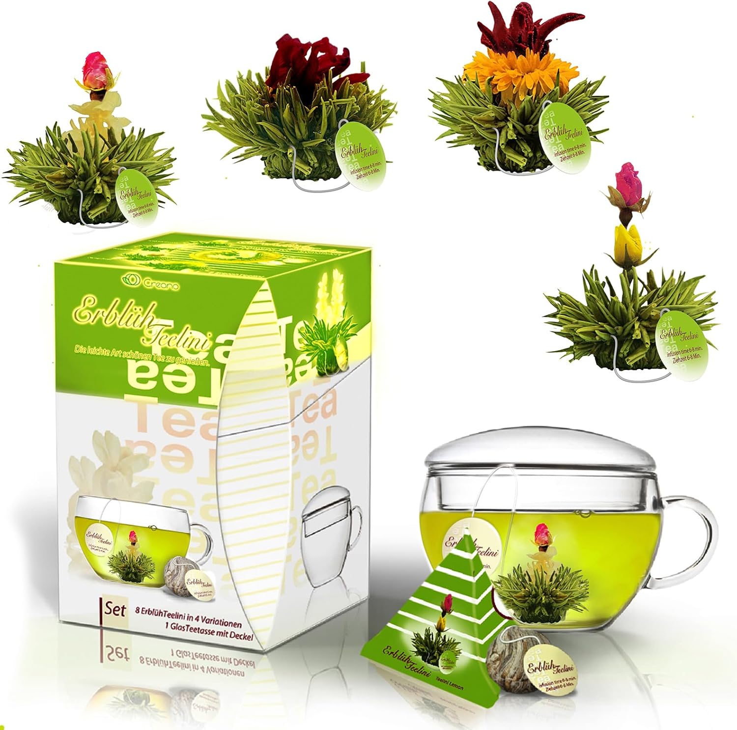 Detalle de Creano Tèlini Set regalo 8 fiori di tè, tazza 200 ml