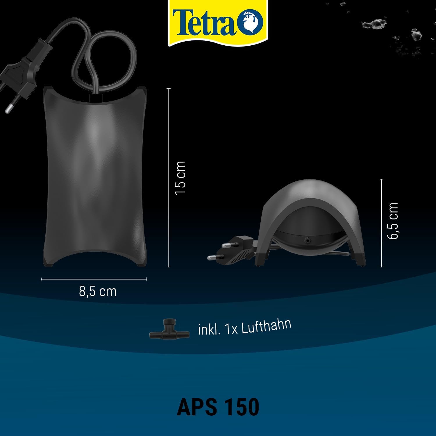 Detalle de TETRA APS 150 – Pompe à air pour aquarium de 80 à 150 L, silencieuse et réglable (jusqu’à 150 l/h)