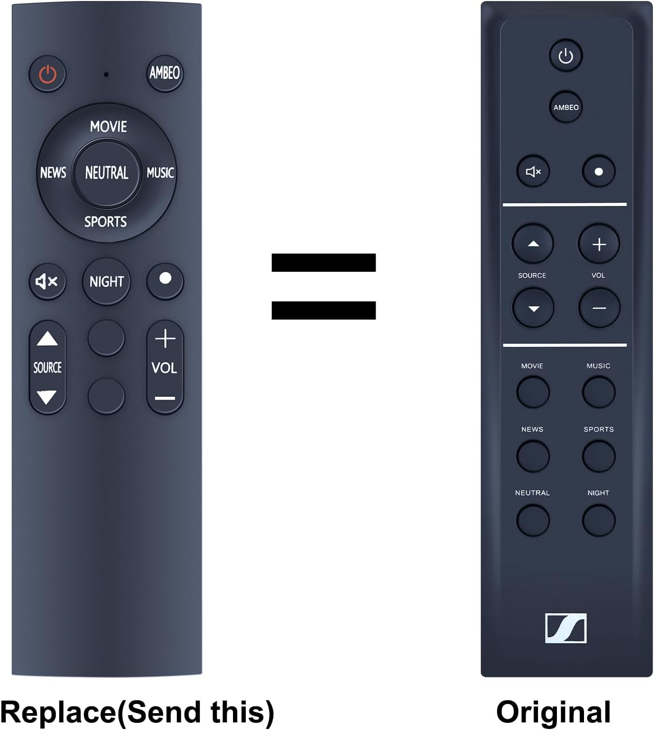 Thumbnail 1 de TCNOUMT replacement remote control for Sennheiser SB01-RC Ambeo soundbar