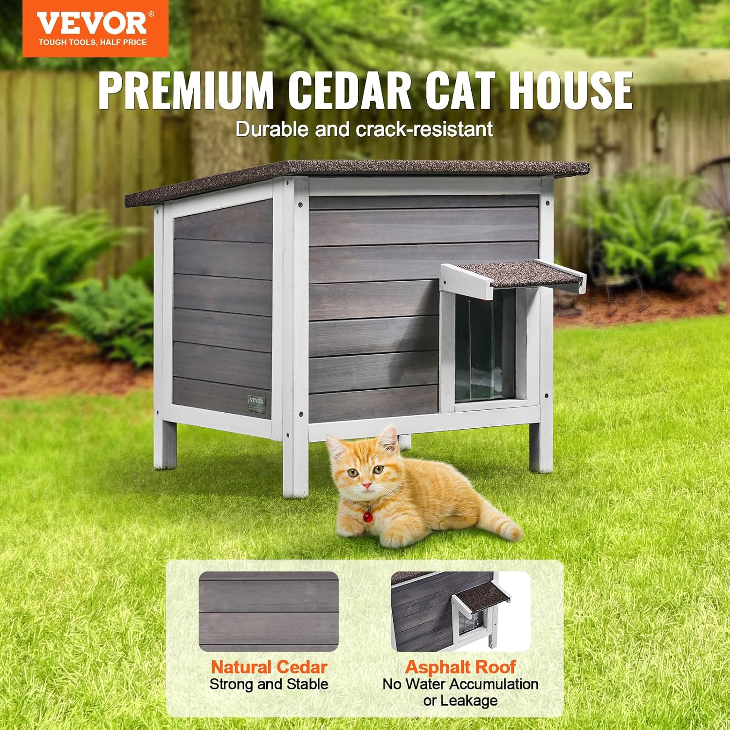 Detalle de VEVOR Maison pour Chat d'Extérieur – Cabane en bois résistante et bien pensée pour 1–2 chats