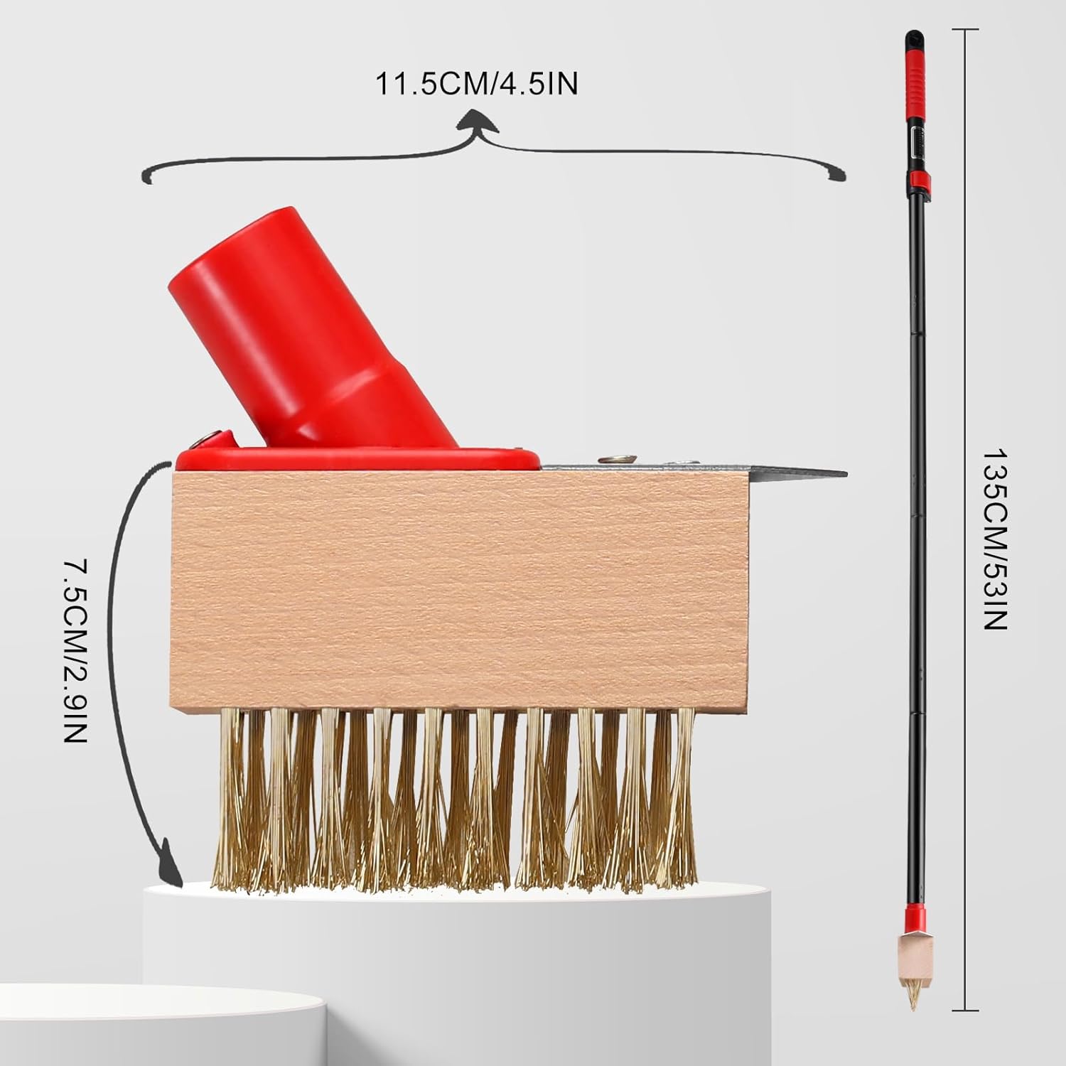 Thumbnail 2 de Mitclear 53IN Long-Handle Weed Remover with V-Shaped Brush & Blade Scraper (3 brush heads)