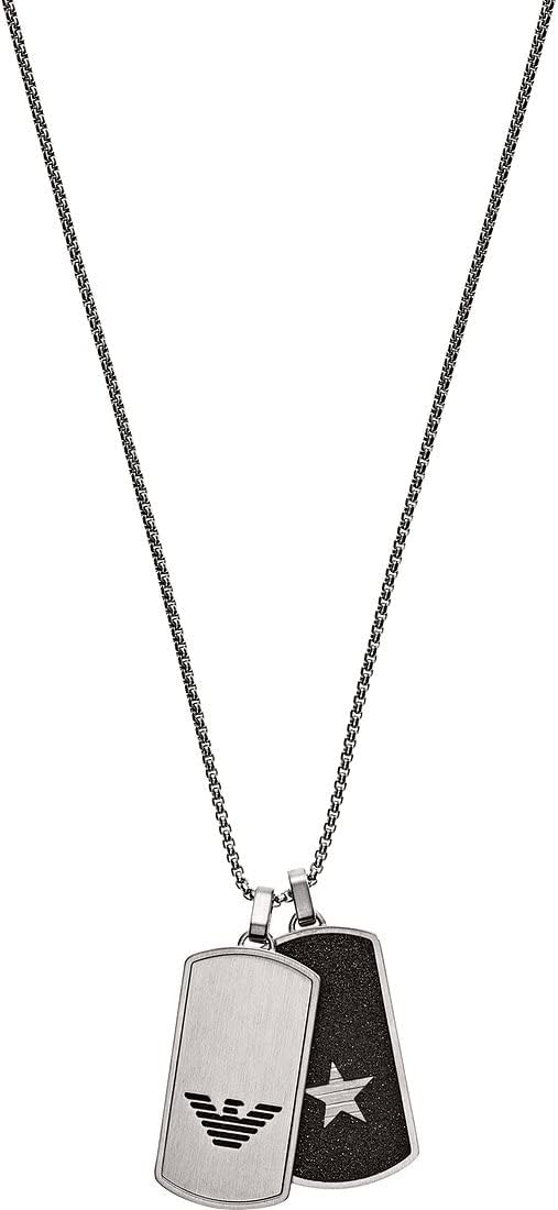 Thumbnail 1 de Emporio Armani Collier pour hommes – longueur 525 mm, acier inoxydable argenté avec pendentifs 40×21×2 mm