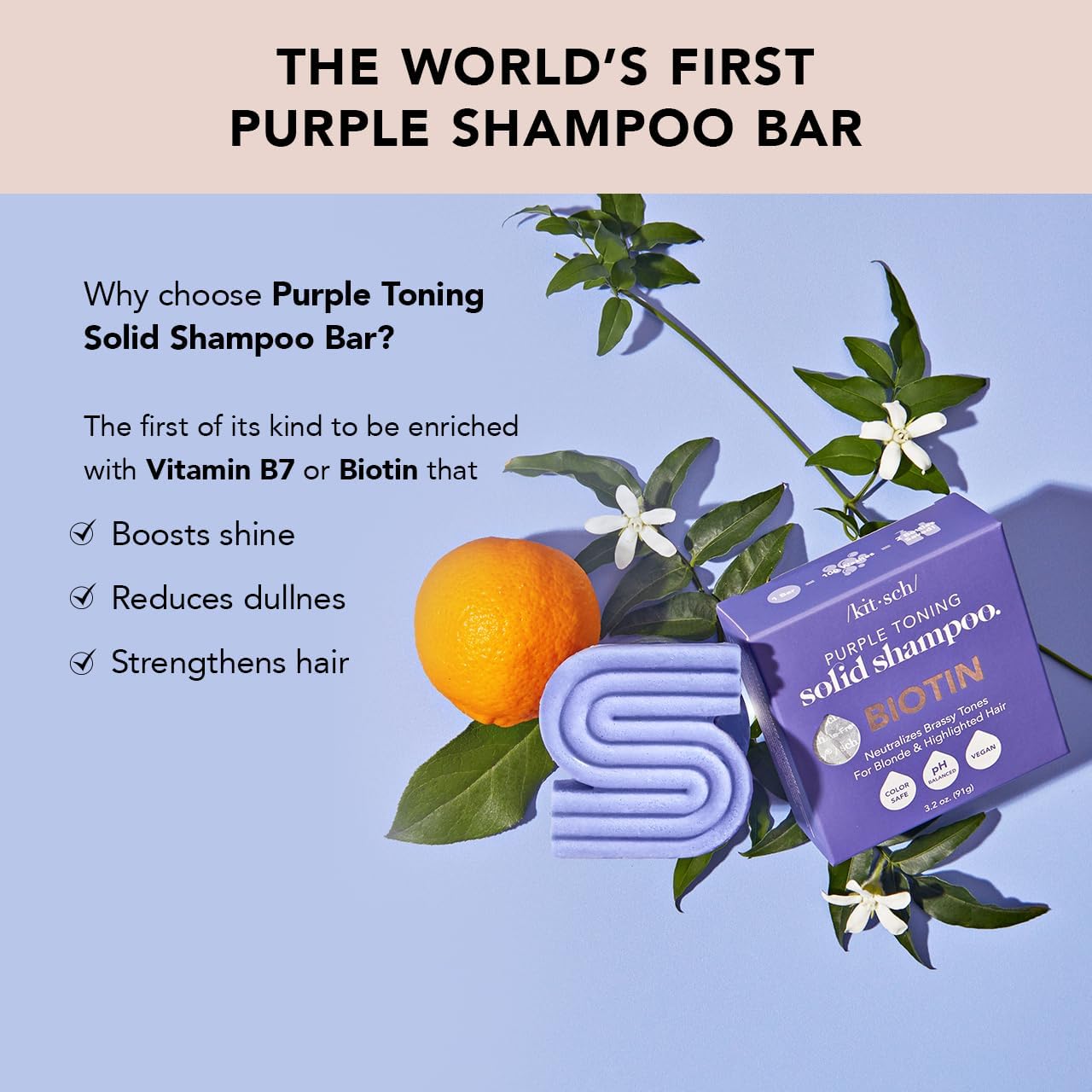 Detalle 2 de Kitsch Purple Shampoo Bar for Blonde and Colour-Treated Hair, 91 g