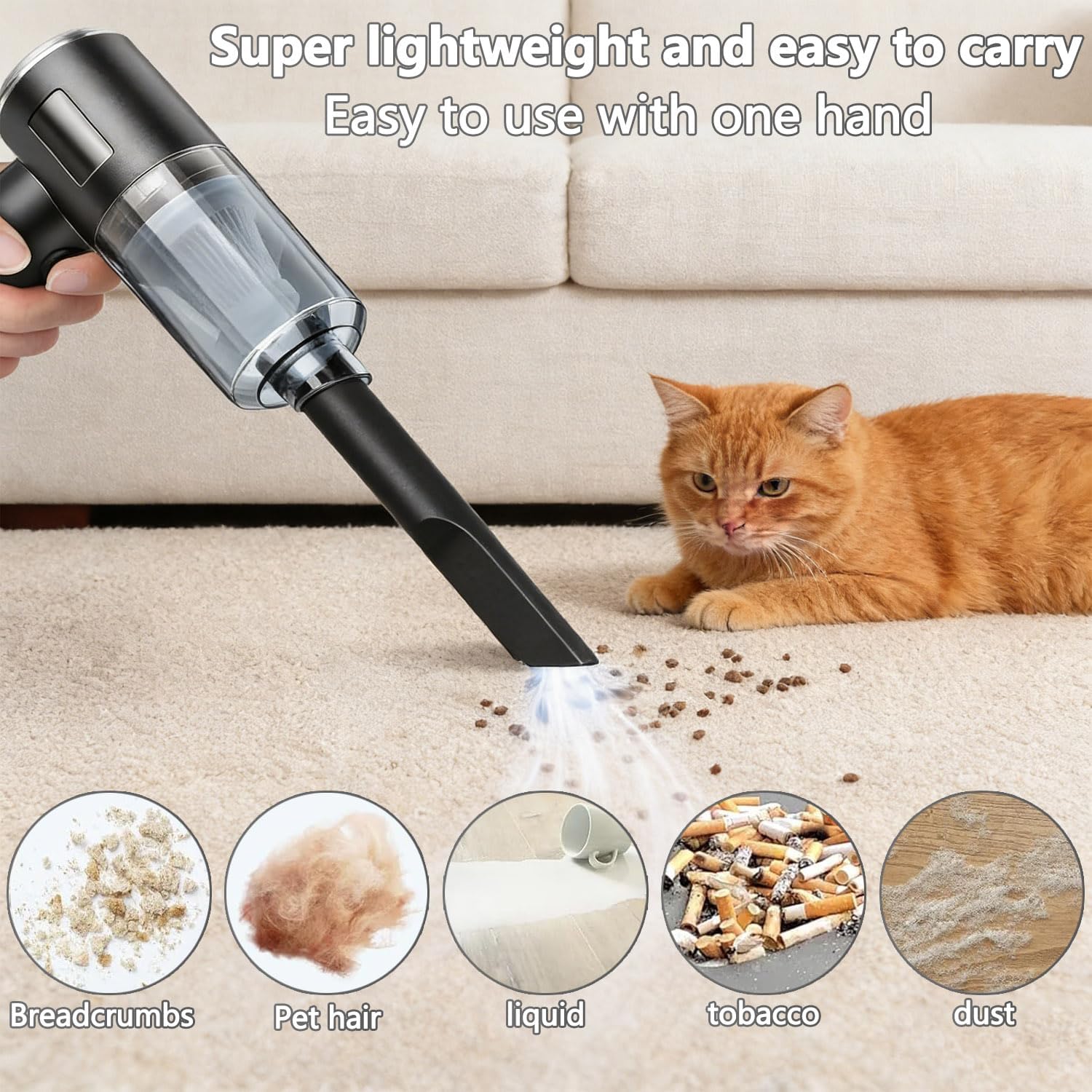 Detalle 2 de Handheld Vacuum Cleaner with 22000PA Suction — Portable 4-in-1 Car and Home Cleaner