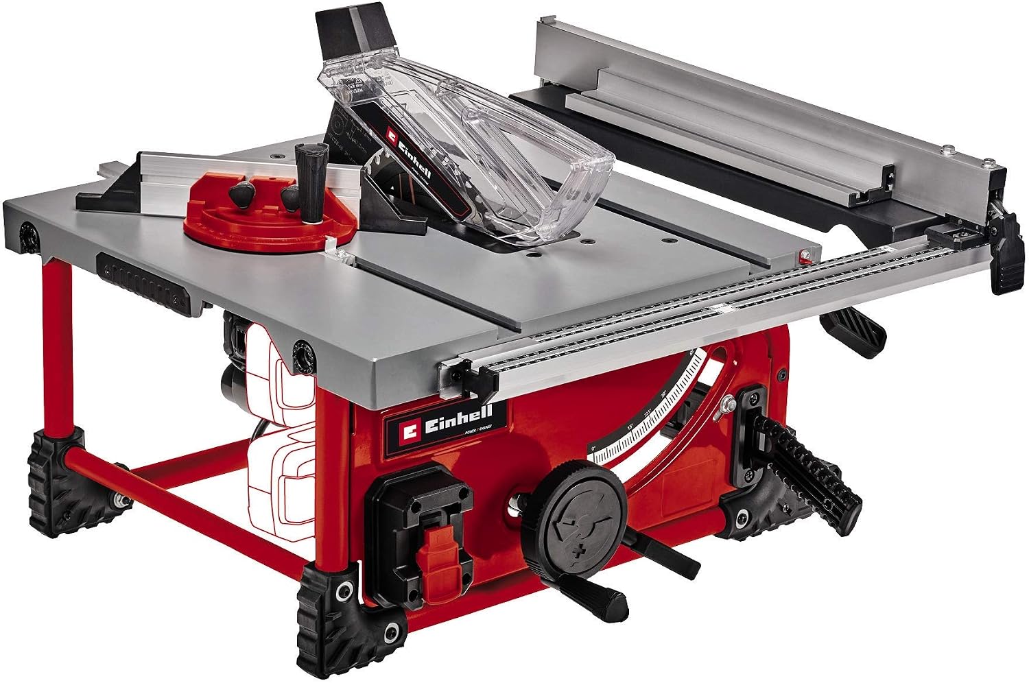 Detalle de Einhell TE-TS 36/210 Li Solo cordless table saw, 210 mm blade, 45° bevel