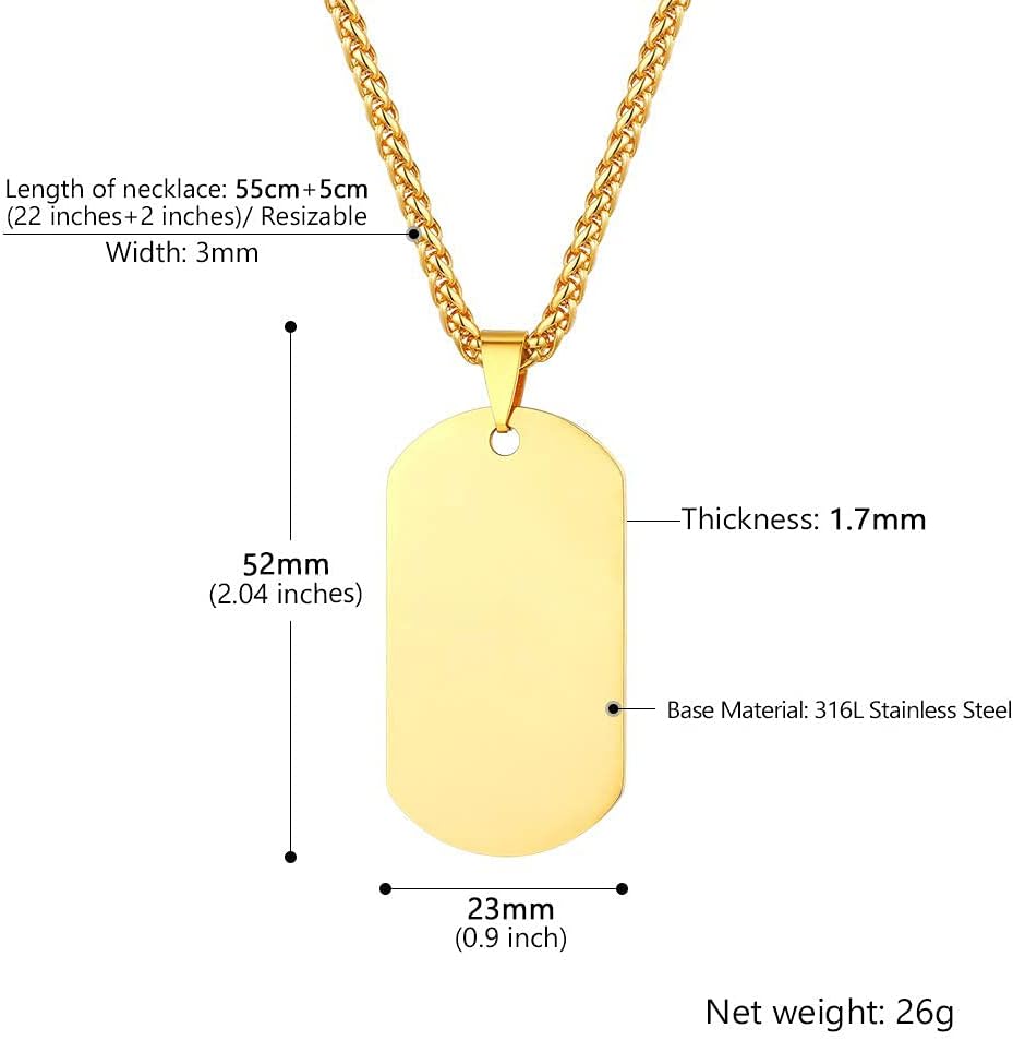 Thumbnail 4 de PROSTEEL Collana militare personalizzata con dog tag in acciaio 316L, catena 55+5 cm e incisione laser