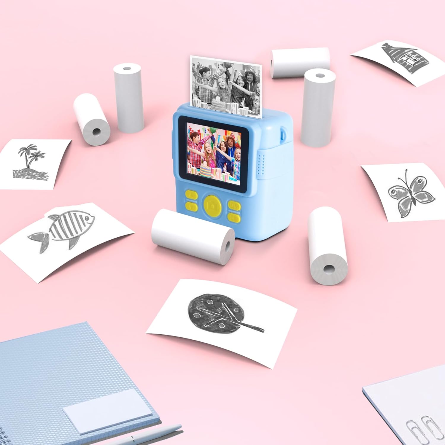 Thumbnail 5 de Hikkon 12 Rolls Kids Instant Print Camera Thermal Paper — DIY Colourable Photos On The Go