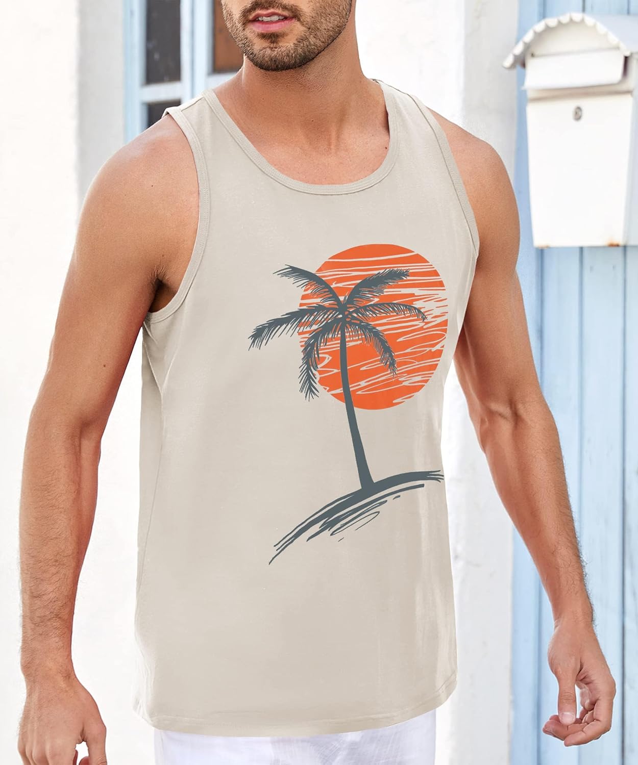 Thumbnail 3 de Runcati Printed Tank Top Herren – Ärmelloses Fitness-Shirt aus Baumwolle mit Vintage Druck
