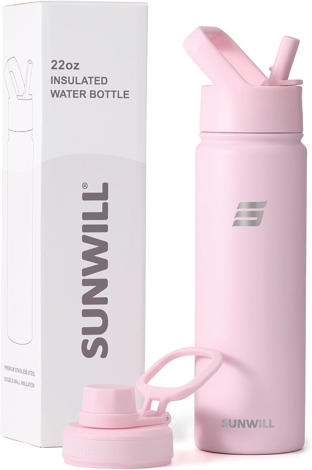 Thumbnail 5 de SUNWILL WaterBottle 22 oz Insulated Stainless Steel Bottle with Two Lids