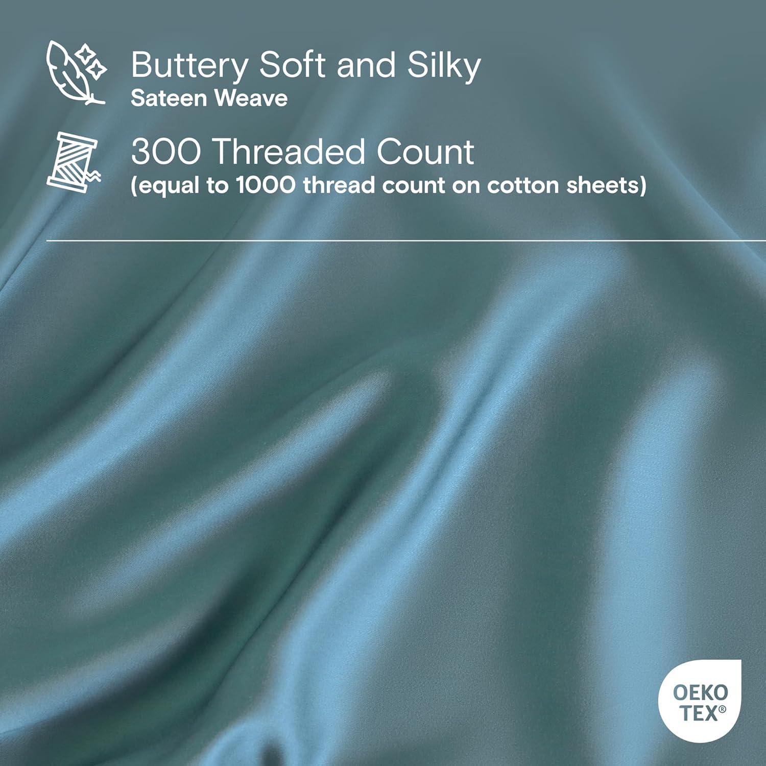 Thumbnail 2 de DOZ Sheet Set by SIJO: 100% Viscose from Bamboo, Teal Queen