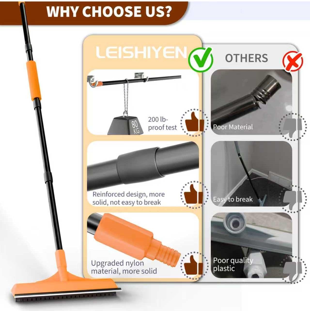 Detalle 2 de leishiyen 58in Carpet Rake for Pet Hair 🐾