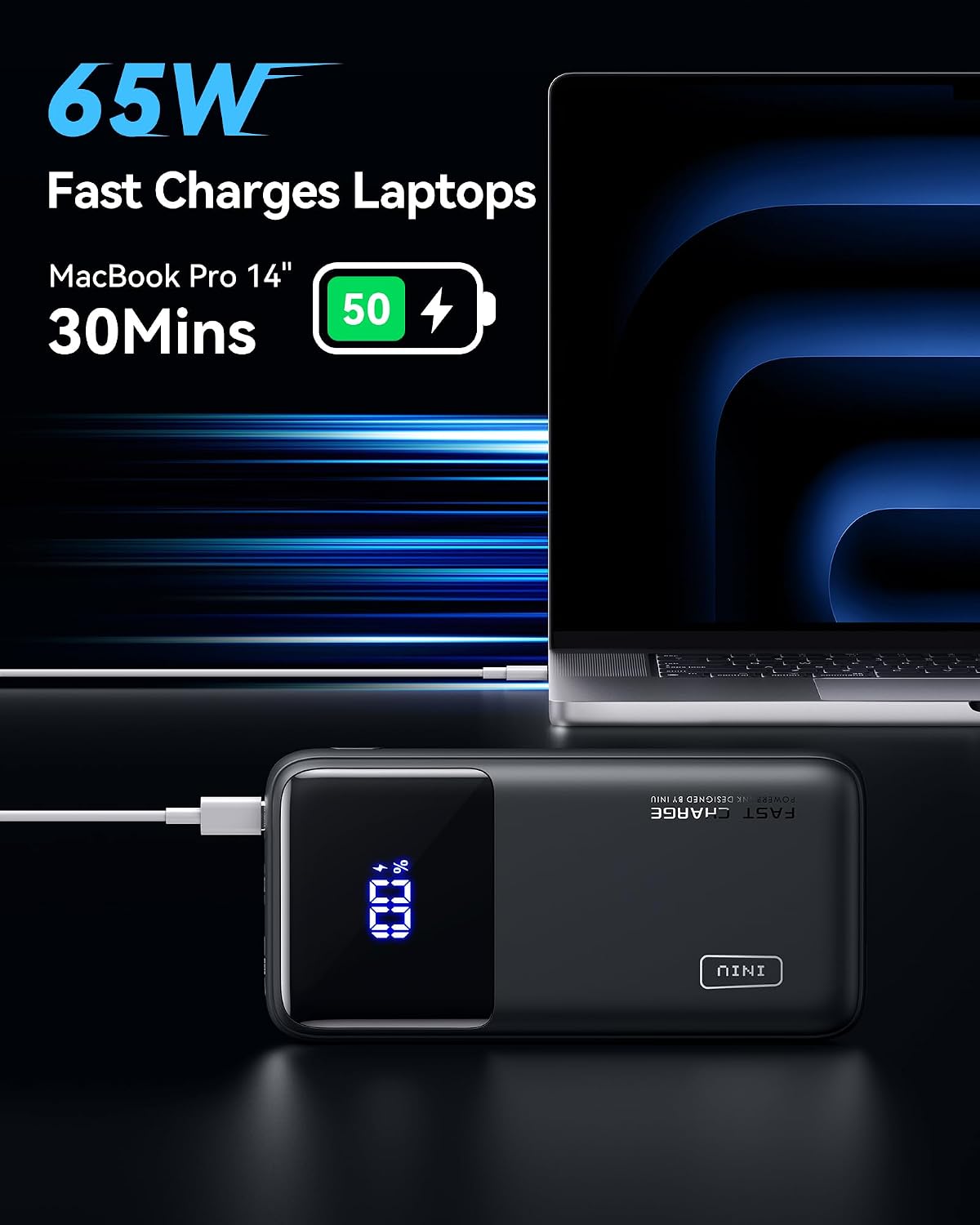 Detalle 2 de INIU 65W Power Bank 20,000mAh Portable Charger