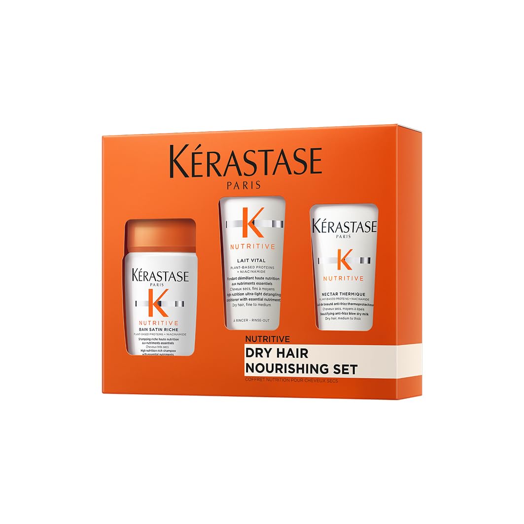 Kérastase Nutritive Pflegeroutine mit Shampoo, Haarkur und Hitzeschutz – Feuchtigkeitsspendend und revitalisierend