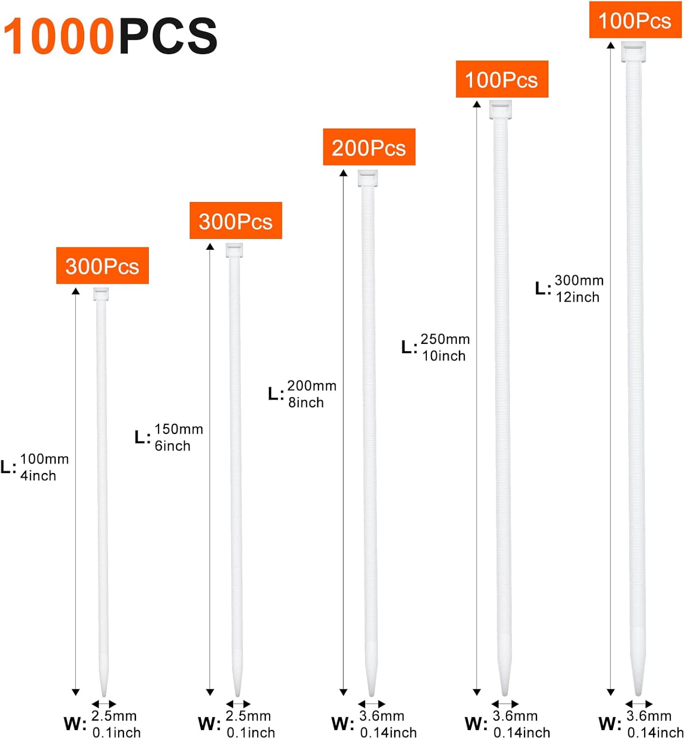 Thumbnail 1 de DUNSOO Kabelbinder-Set 1000 Stück