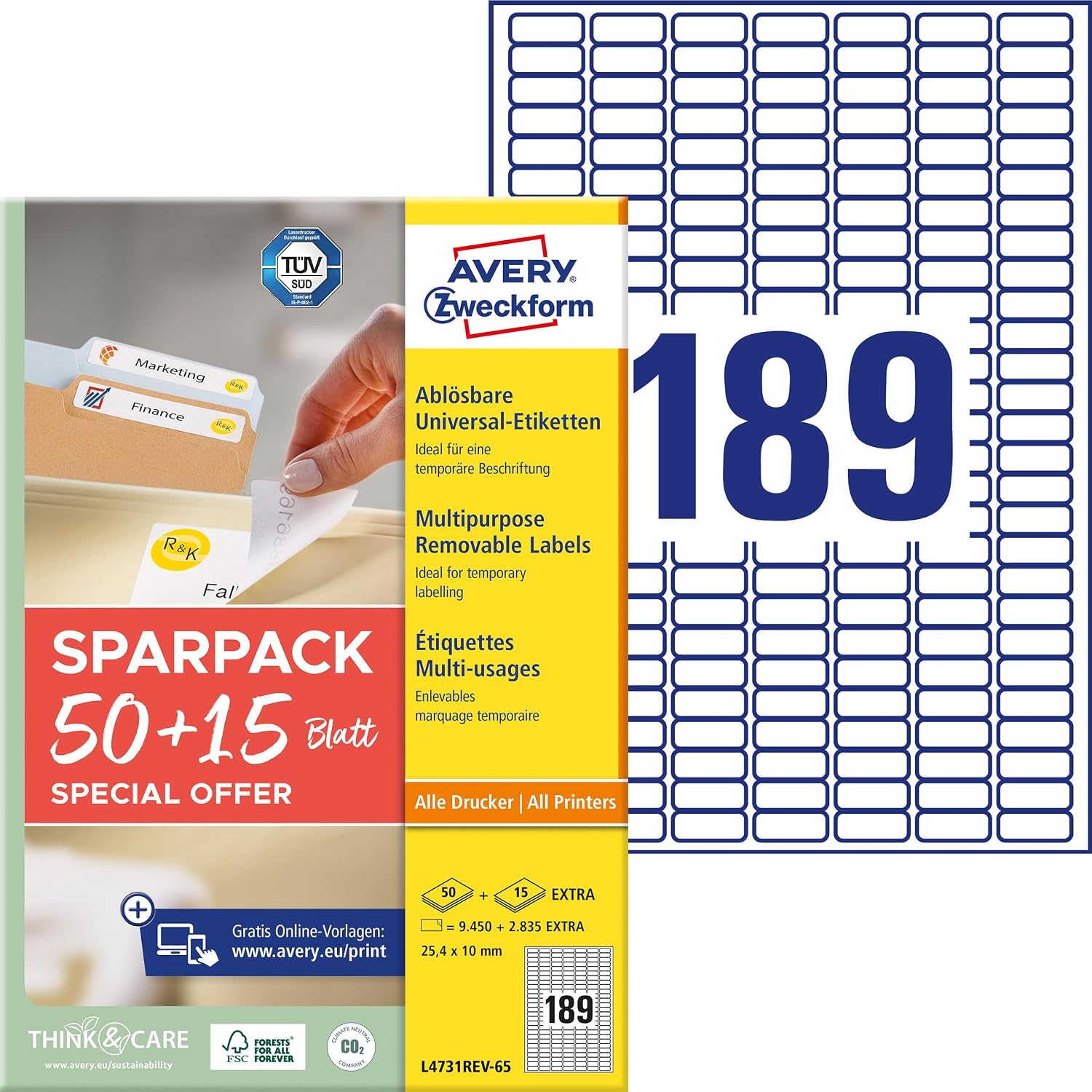 Detalle 2 de AVERY Zweckform 6601 Universal Etiketten 260 Stück