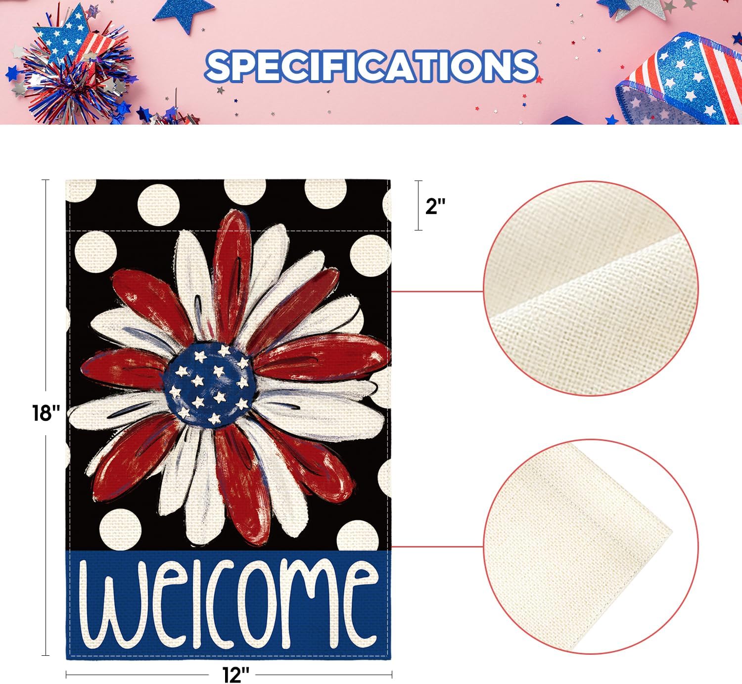 Detalle de AVOIN colorlife Patriotic 4th of July Garden Flag 12x18