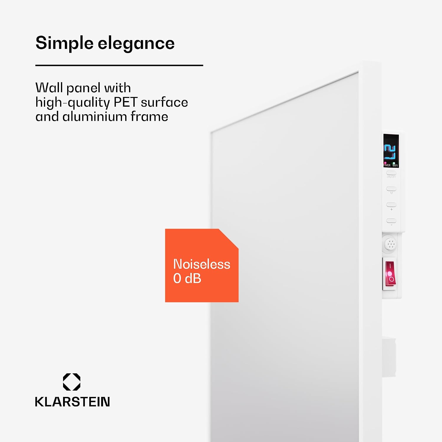 Detalle de Klarstein 480 W – ścienny panel grzewczy na podczerwień z Wi-Fi i timerem