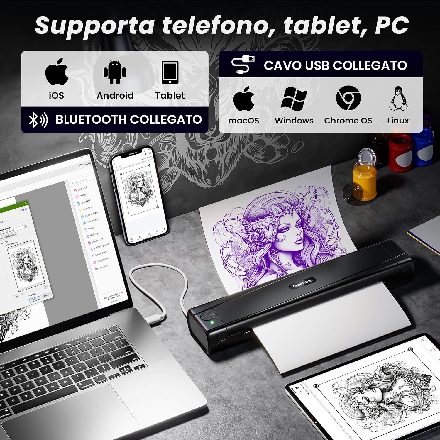 Detalle de TATTMUSE Stampante Stencil Tattoo 1200 mAh