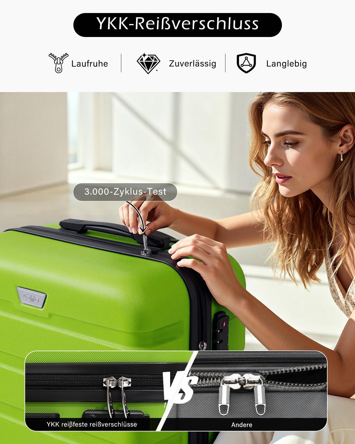 Detalle de COOLIFE Großkoffer 77 cm - Hartschale aus PC+ABS, 93 L, dunkelblau, 360° Spinner, TSA-Schloss