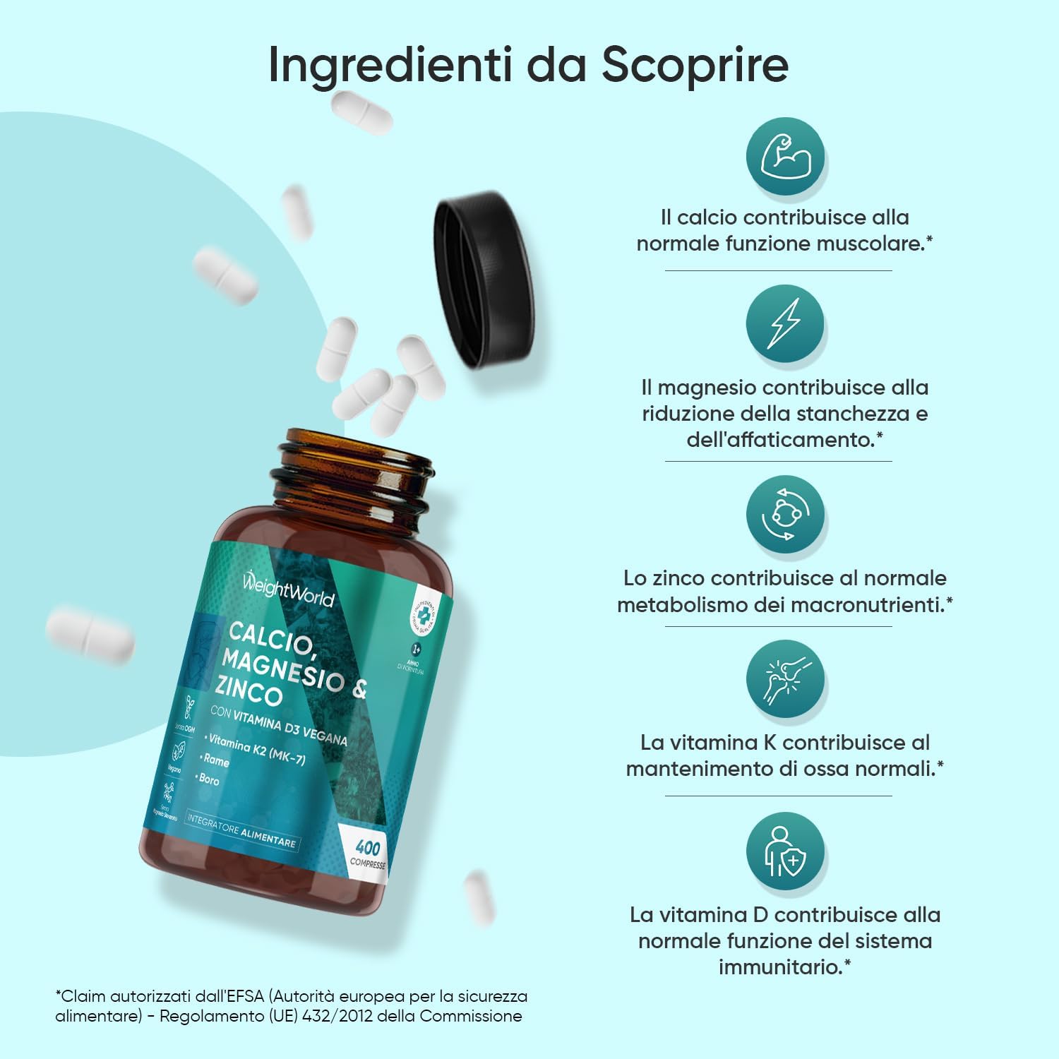Detalle de WeightWorld Calcio Zinco Integratore 400 comp. 💊