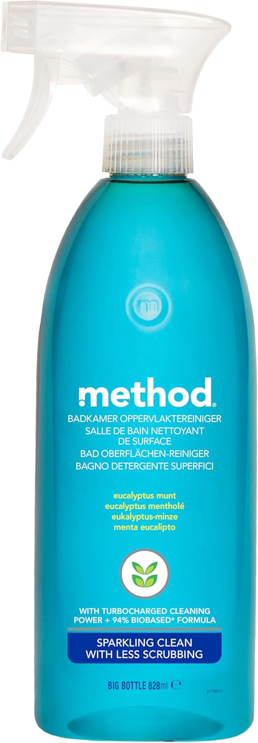 Method Badezimmerreiniger Spray – Kraftvoller Allzweckreiniger für Badflächen, 828 ml