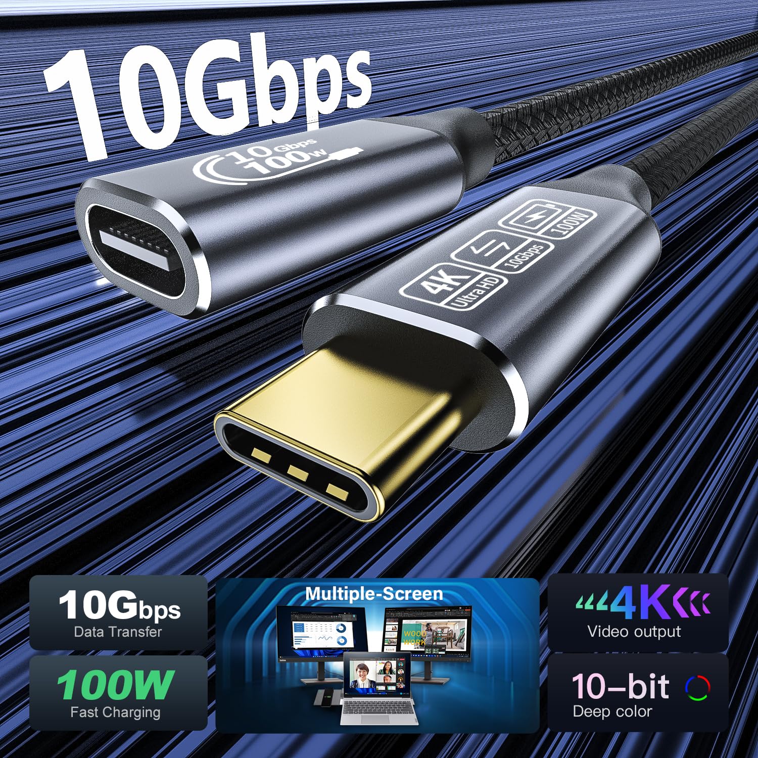 Thumbnail 1 de CAKOBLE USB‑C Verlängerungskabel 3 m – USB‑C 3.2 (10 Gbit/s, 100 W, 4K@60 Hz) mit PD 3.0