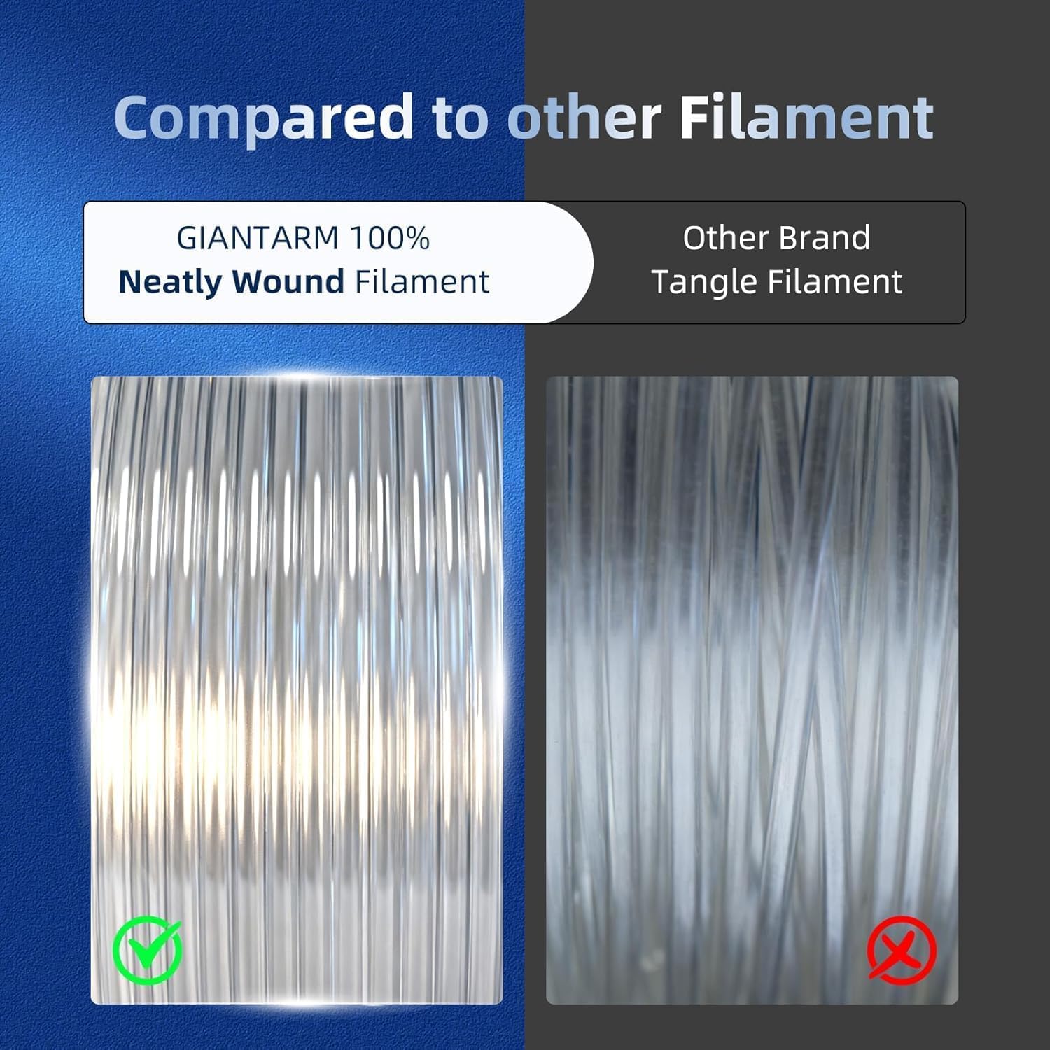 Detalle de GIANTARM PLA Filament 1,75 mm (transparent) – 1 kg Rolle für saubere 3D-Drucke