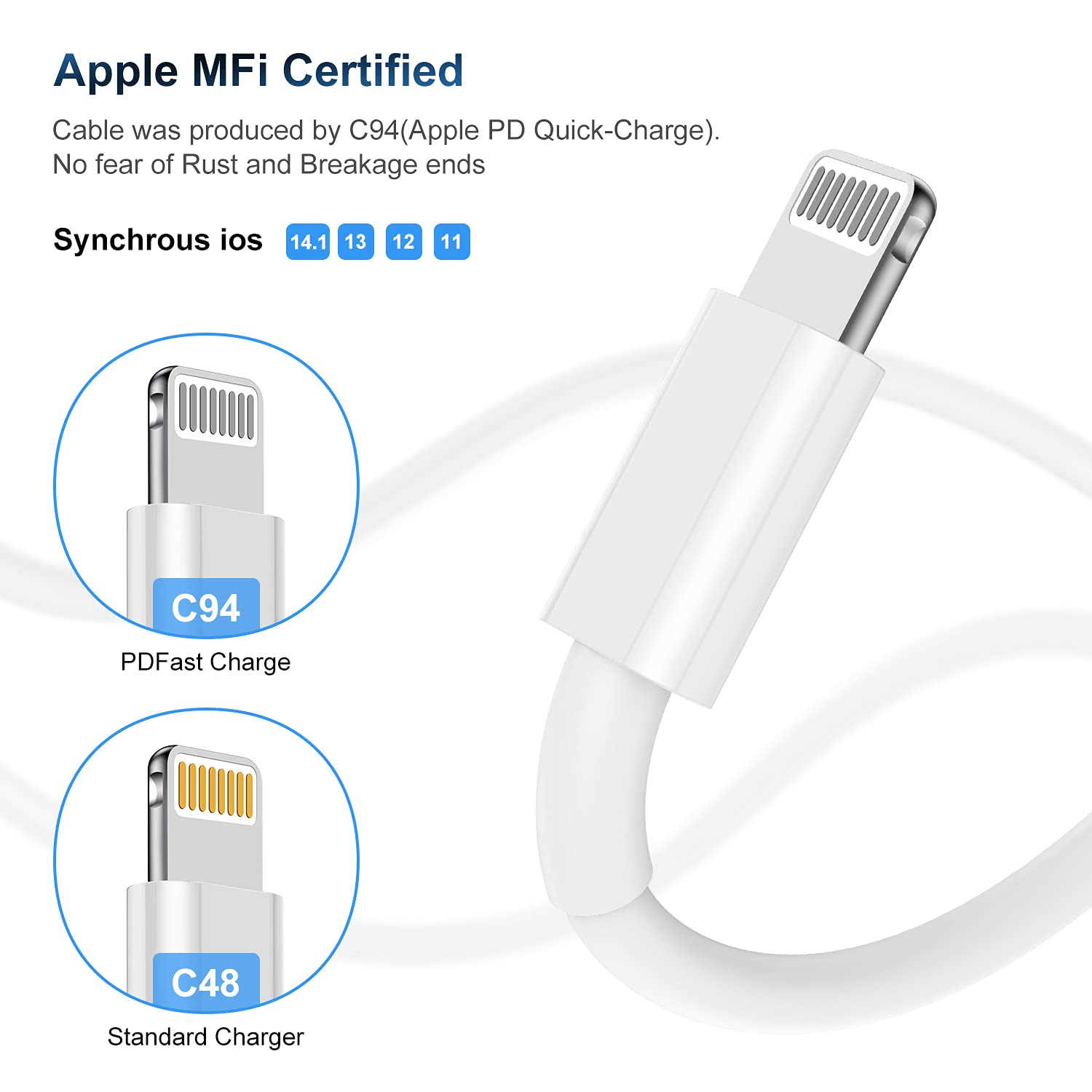 Detalle de Kitminun iPhone USB‑C to Lightning 2m 2‑pack