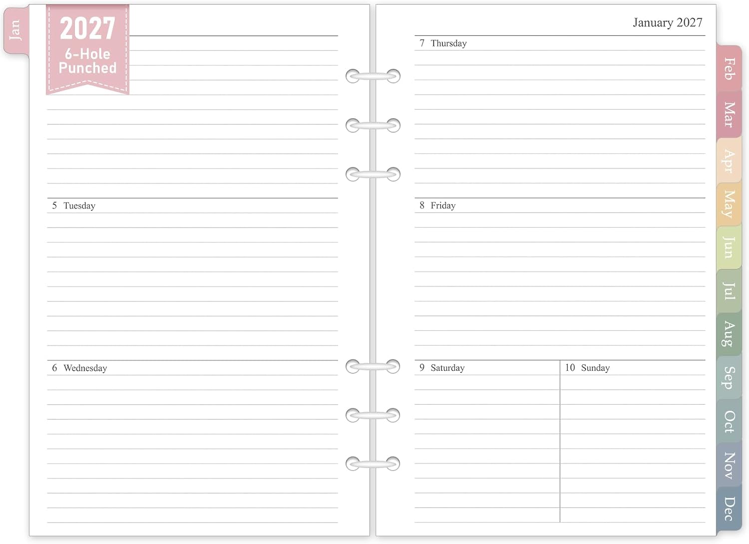 Detalle de Weekly and Monthly Planner Refill, 6-Hole