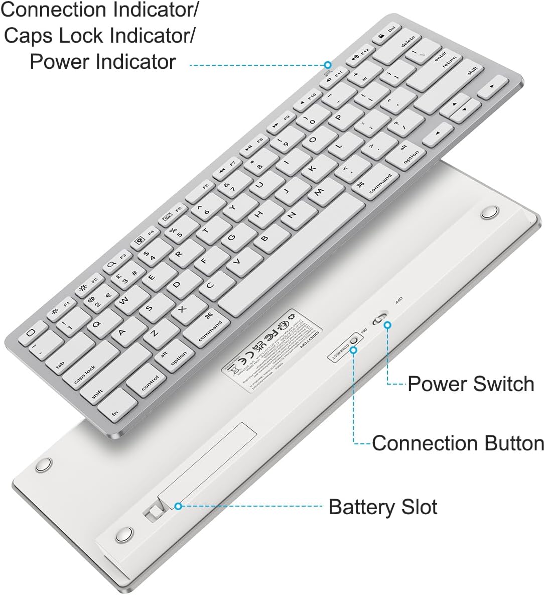 Thumbnail 6 de OMOTON Bluetooth Wireless Keyboard UK QWERTY
