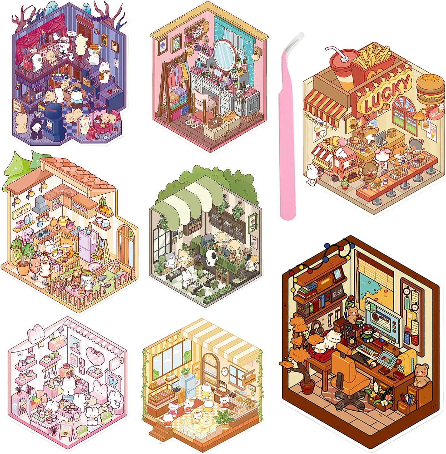 Detalle de SYCARON 3D sticker scene set, 12 scenes