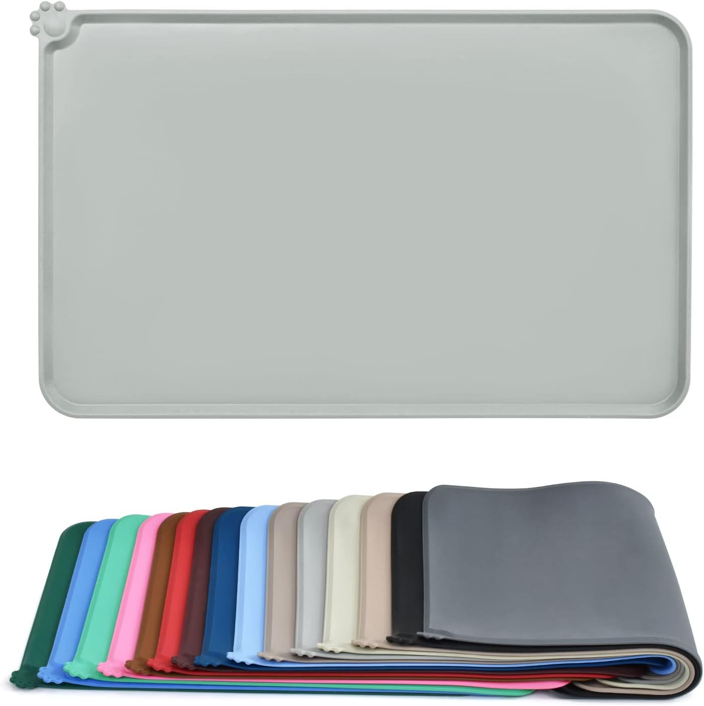 Detalle de AUDWUD Silicone Waterproof Pet Feeding Mat (47 x 30 cm) with Anti-Slip Border