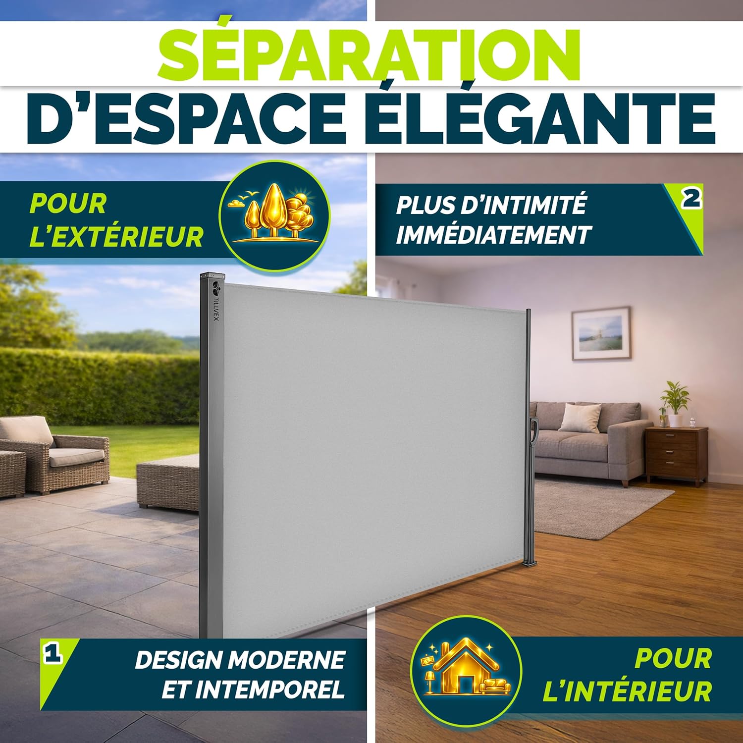 Thumbnail 5 de tillvex® Store latéral 160 x 400 cm opaque 📏