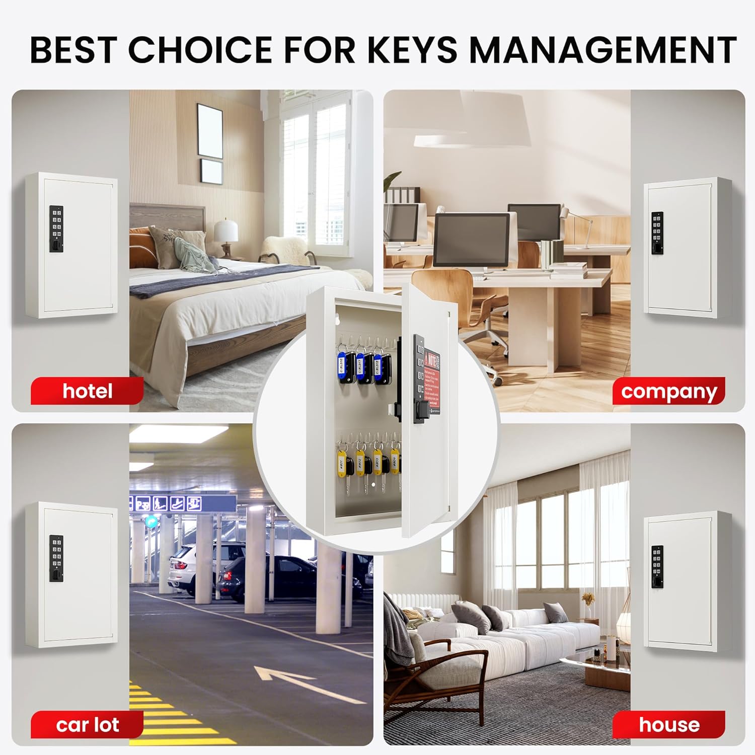 Thumbnail 5 de Grimtron 40 Keys Electronic Wall-Mounted Key Lock Box with Code (Private, Public & Password Hiding Mode)