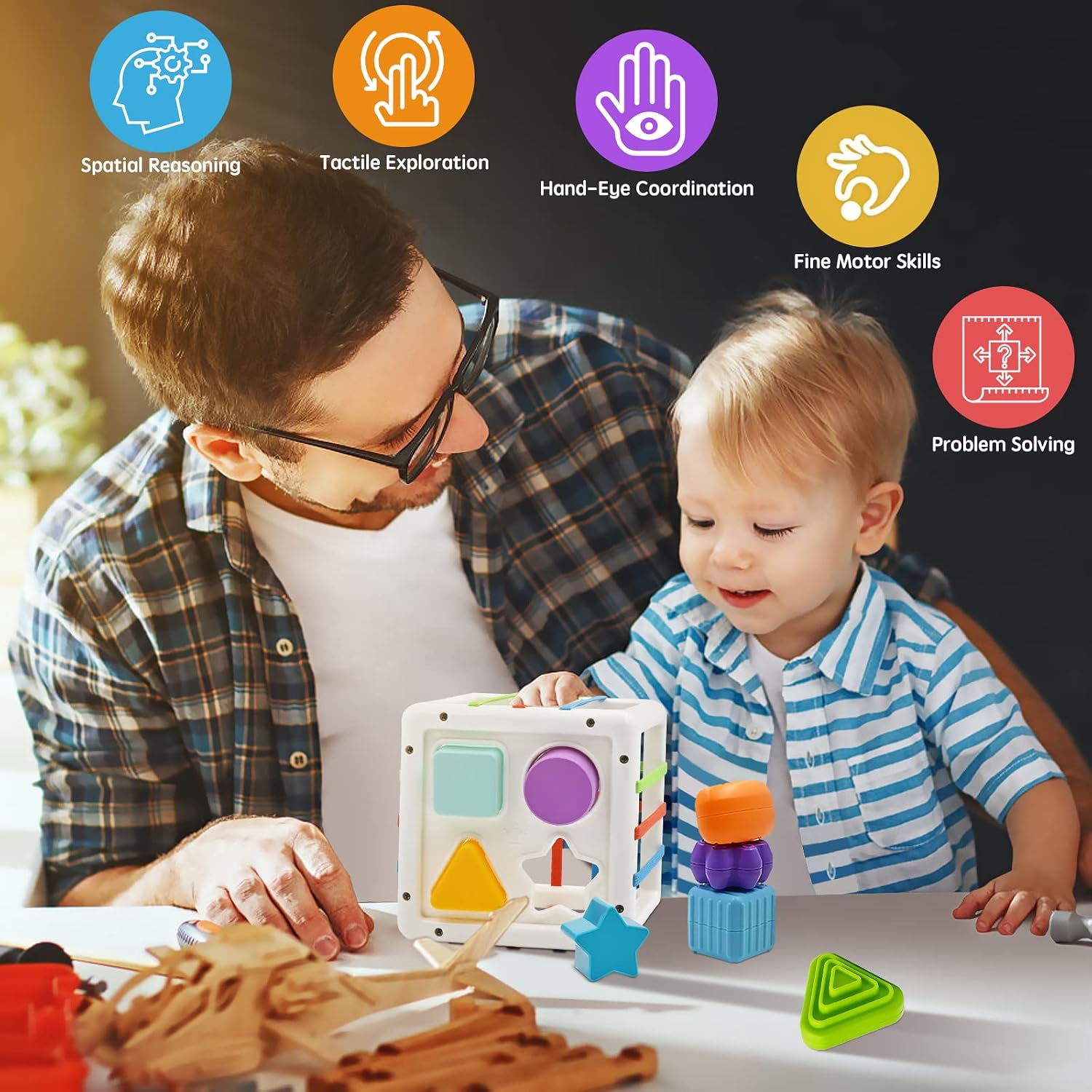 Thumbnail 6 de Mailesi Montessori Spielzeug ab 1–2 Jahren: Formsortier- & Sensorik-Würfel für Feinmotorik und frühes Lernen