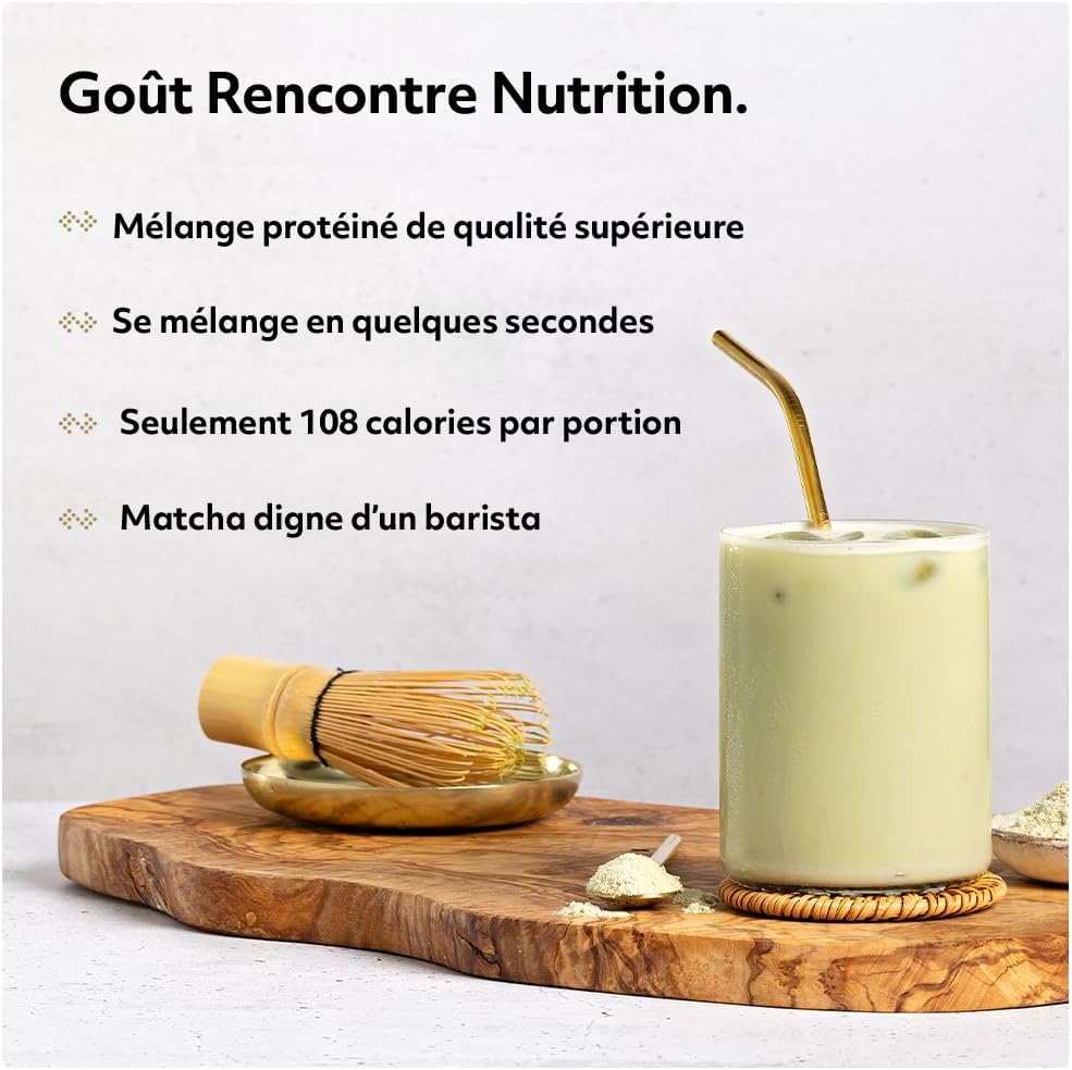 Detalle de Protein Works Iced Protein Matcha Latte – Gold Innovation, poudre protéinée au thé vert matcha (33 portions, 1 kg)