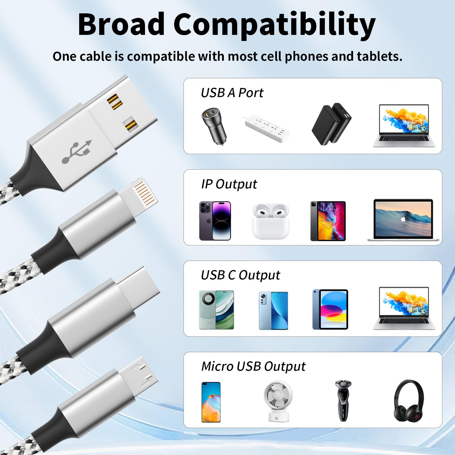 Thumbnail 5 de Firsting Multi Charging Cable 4ft 3-in-1 Charger