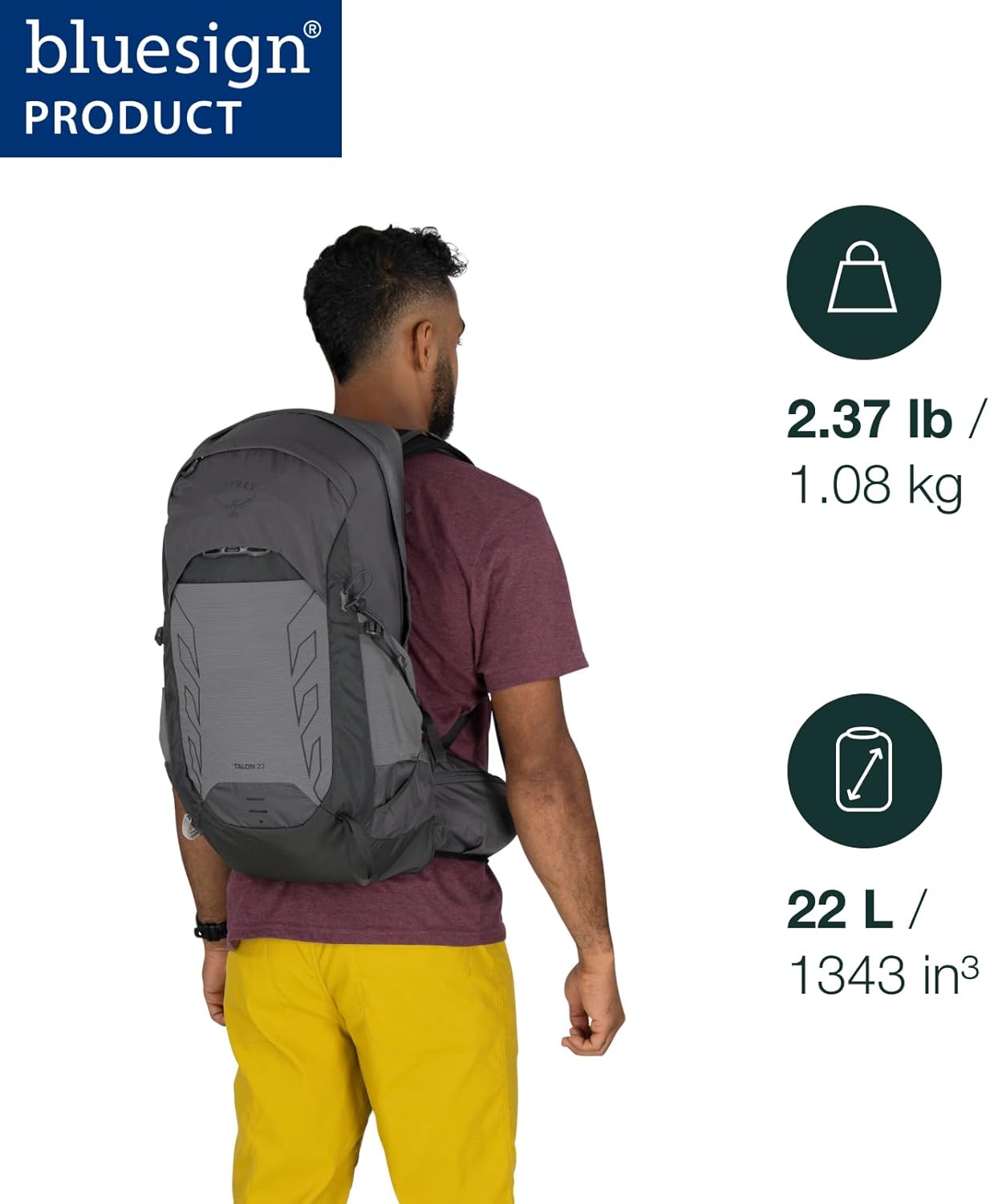Detalle 2 de Osprey Talon 22L Men's Lightweight Hiking Backpack — 22L Daypack for Travel & Camping