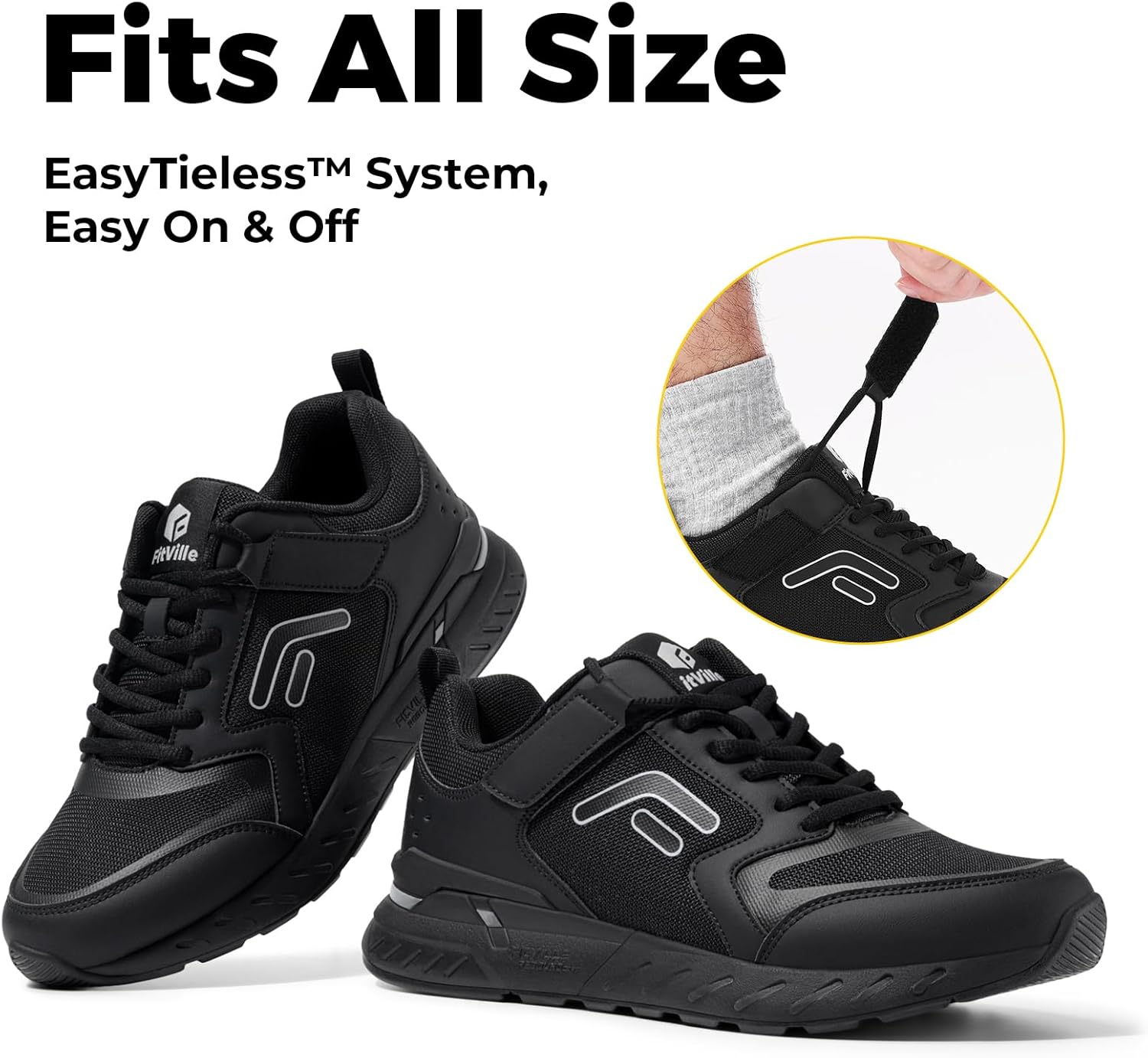 Thumbnail 1 de FitVille Men's Lightweight Trainers Extra Wide Fit — Rebound Core V7 for Plantar Fasciitis and Flat Feet