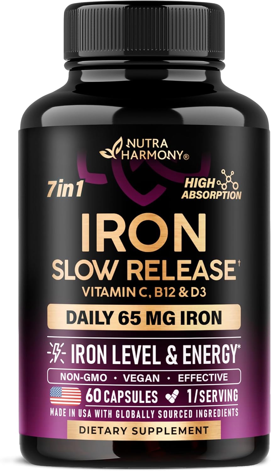 Detalle de NUTRAHARMONY NH-IRNCPS60 Iron Supplement for Women, 65 mg Slow-Release