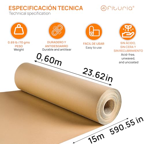 Thumbnail 1 de OFITURIA Papel Kraft Marrón 0,60×15 m 📦