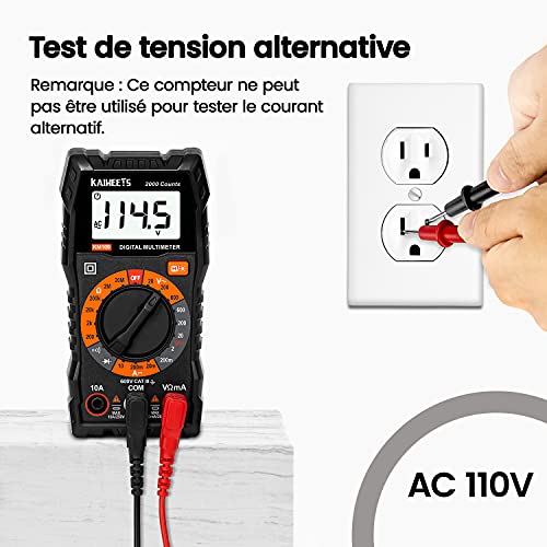 Detalle 2 de KAIWEETS Multimètre Numérique 2000 Comptes – Testeur Électrique polyvalent
