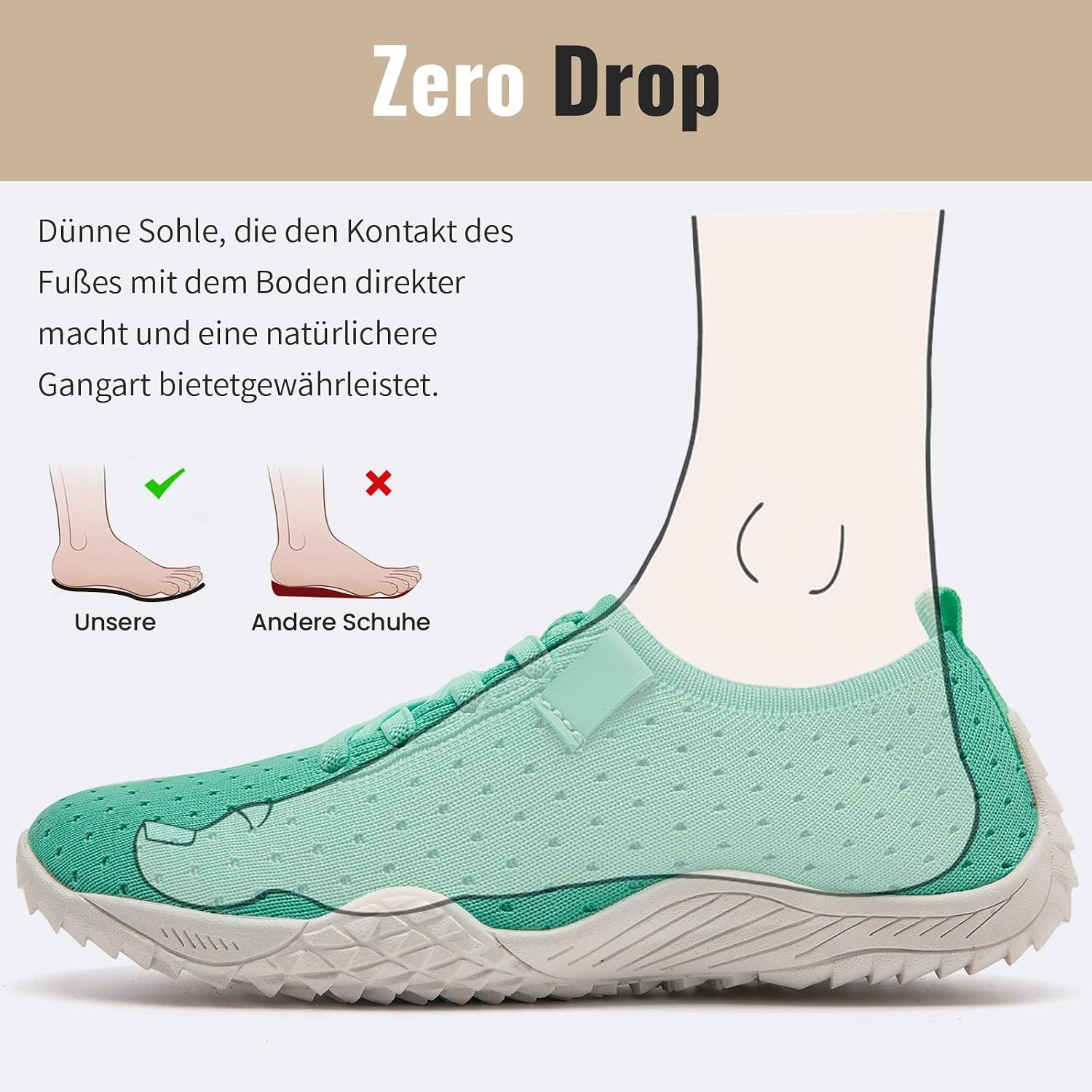 Detalle de UNQWQZ Barfußschuhe Damen Sneaker