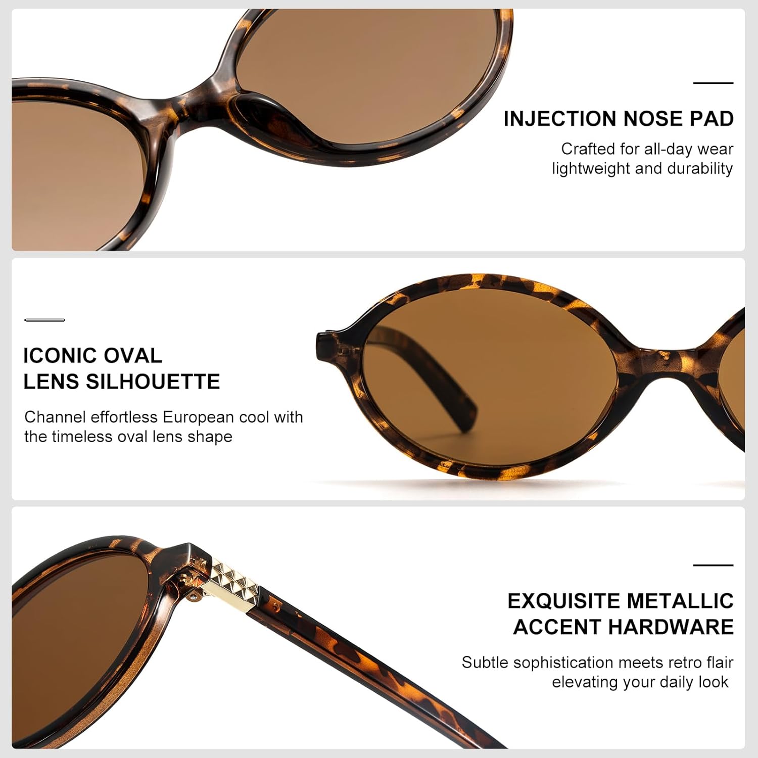 Thumbnail 5 de ViewJoy Retro Oval Sunglasses for Women: Vintage 90s Y2K Vibe, Lightweight UV400 Protection