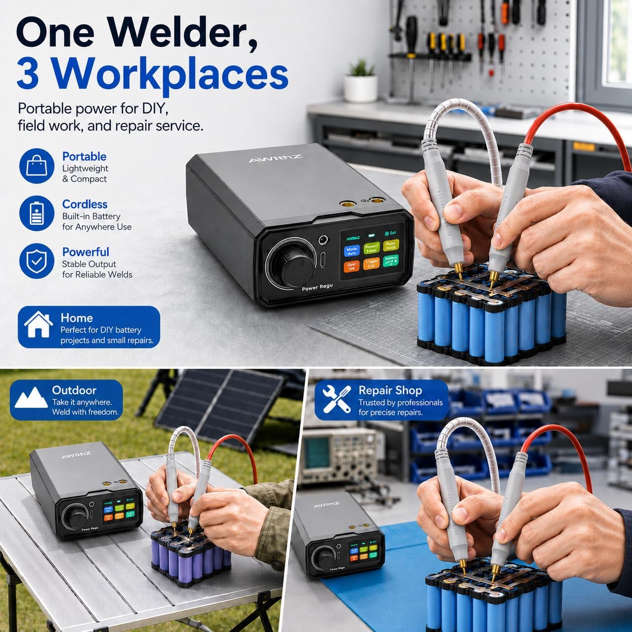 Detalle 2 de AWithZ Spot Welder 10000mAh, Dual Pulse