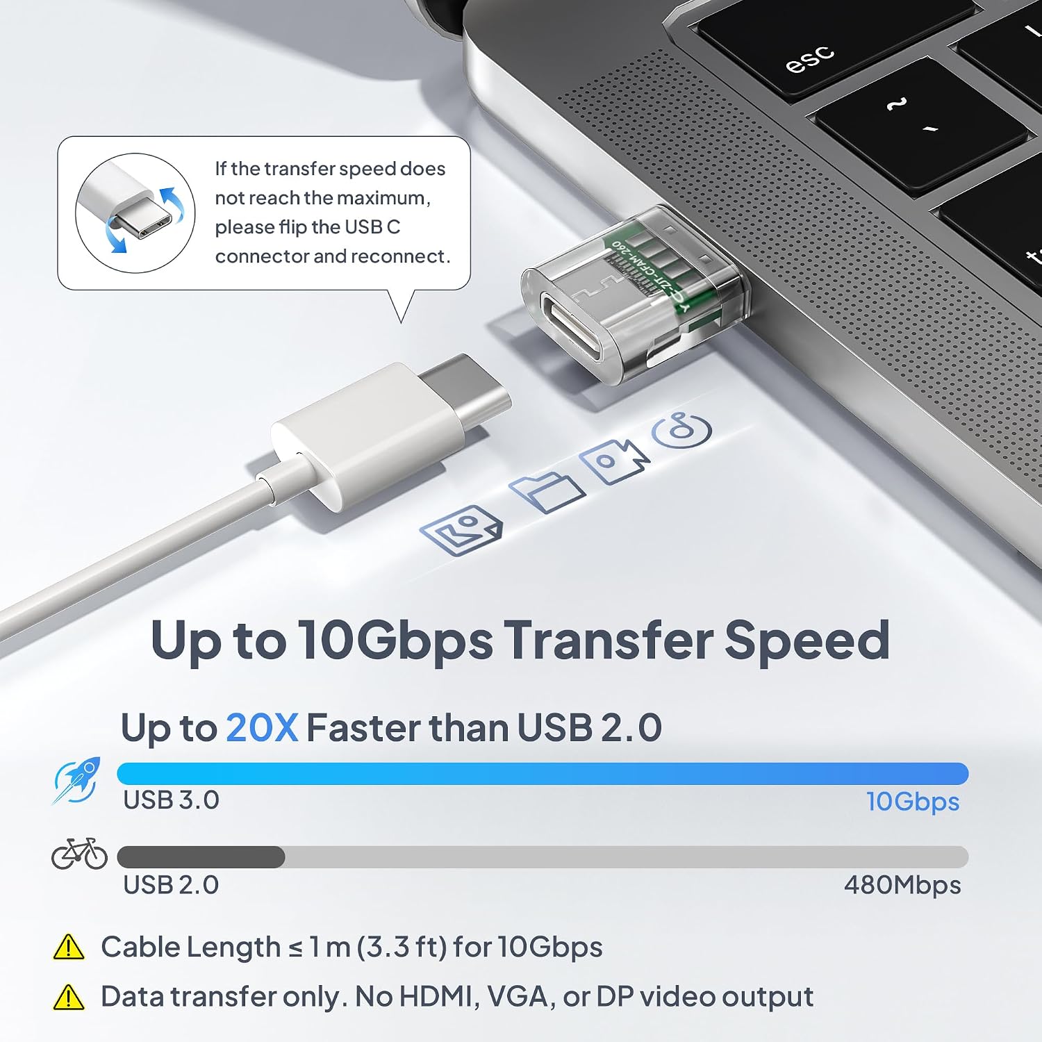 Detalle 2 de Elebase E/CA/USB/3.0/TO/USB/C/ADAPTER/TRANS/4P USB 3.0 to USB-C Adapter, 10Gbps