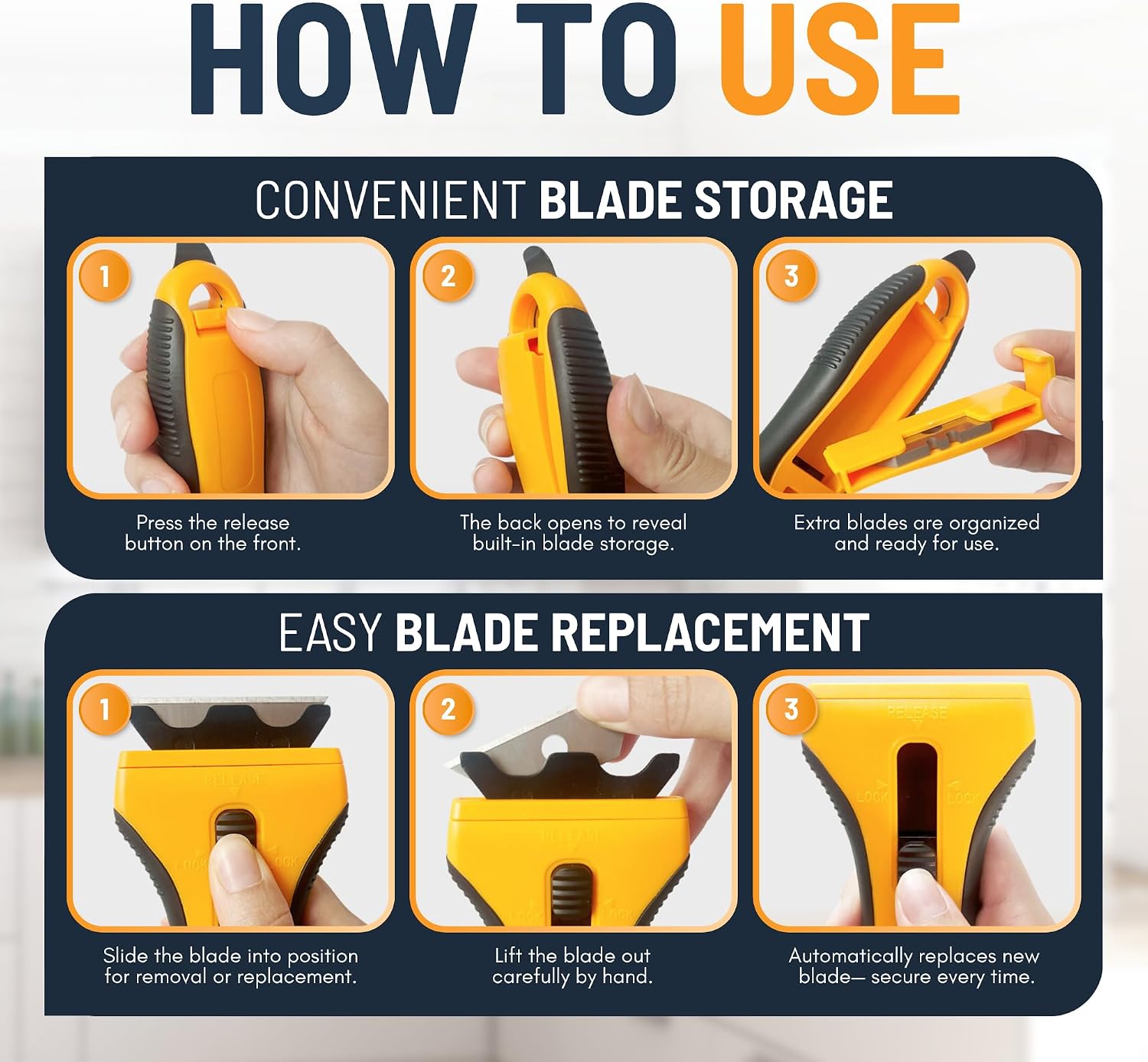 Detalle de Linda's Essentials Glass Scraper Tool with 15 Extra Blades