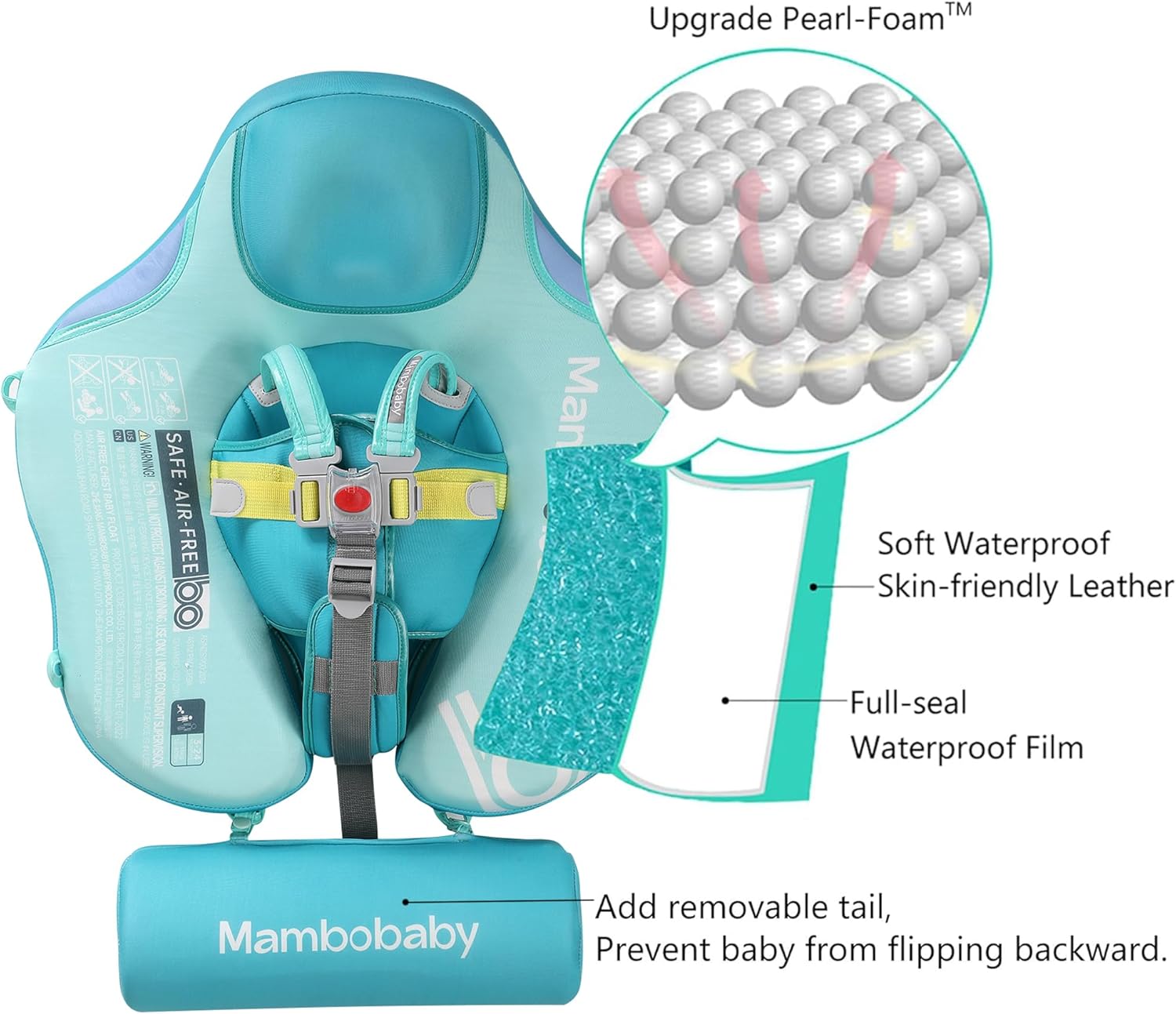 Detalle de Luckclubtojoy Mambobaby Float with Canopy & Tail – Non-Inflatable Infant Pool Float (Green)