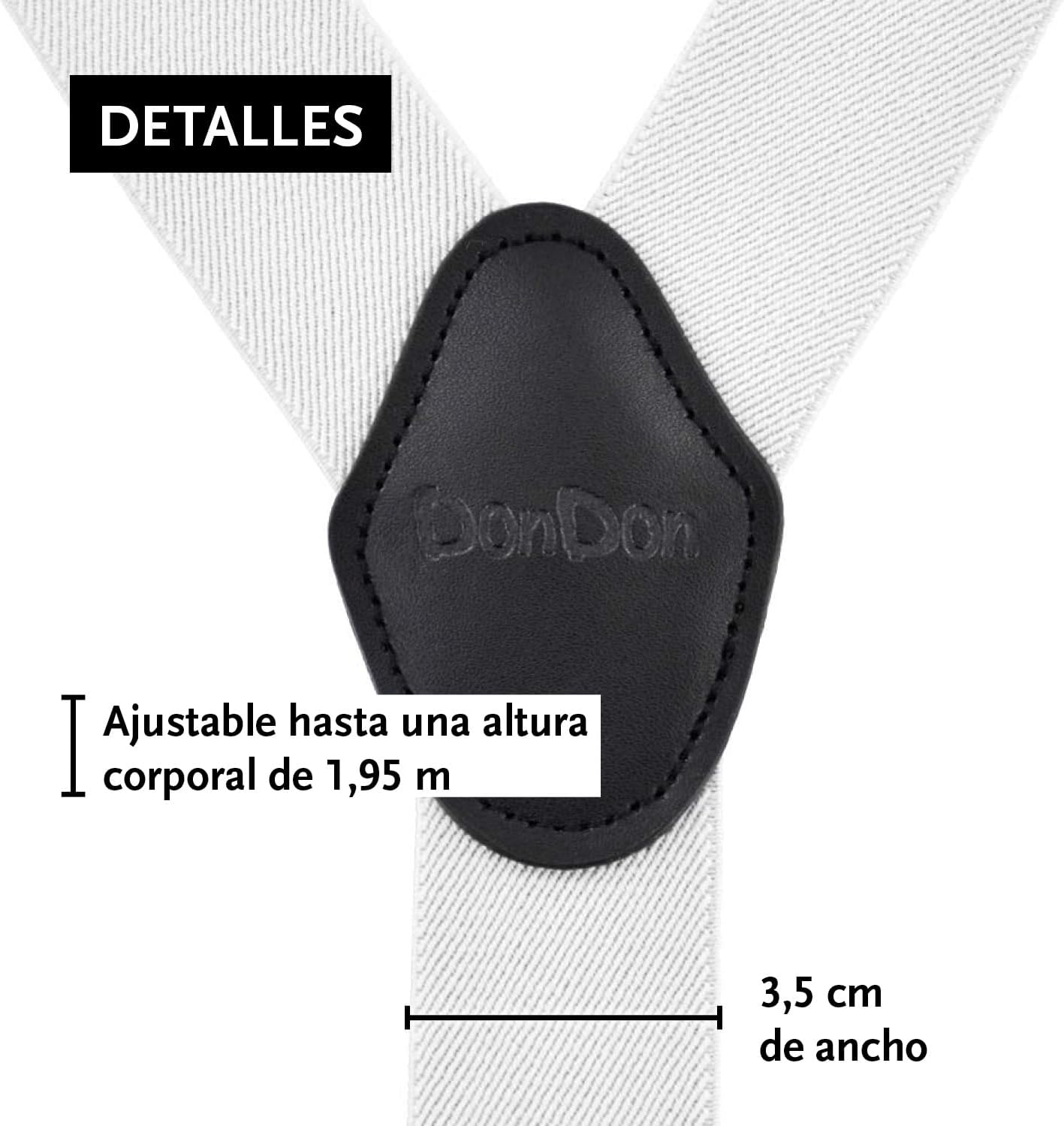 Detalle de DonDon Tirantes hombre anchos 3,5 cm con 4 clips