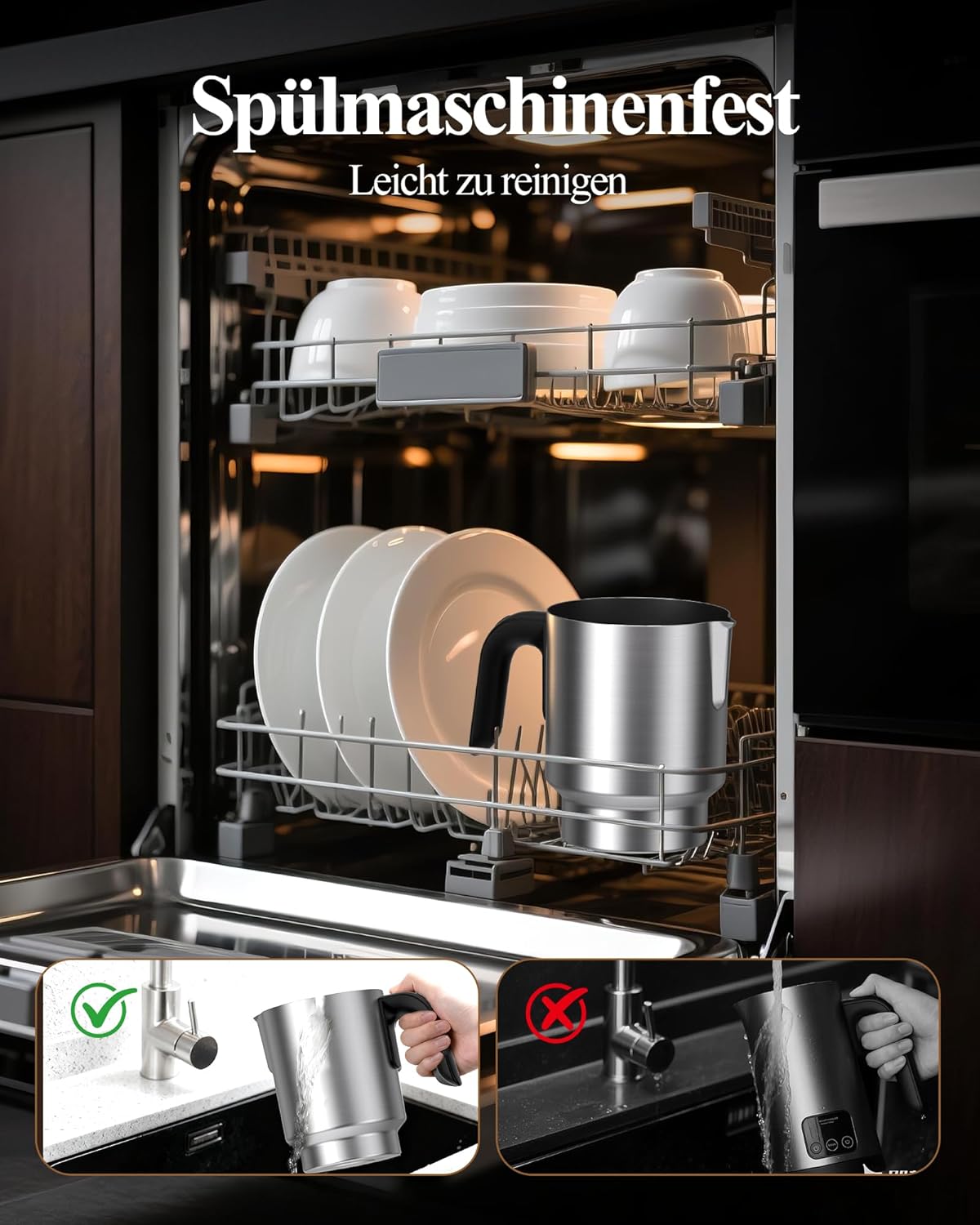 Thumbnail 4 de Elektrischer Milchaufschäumer 5-in-1 (500 ml) – Automatik für heißen & kalten Milchschaum, Latte & Cappuccino